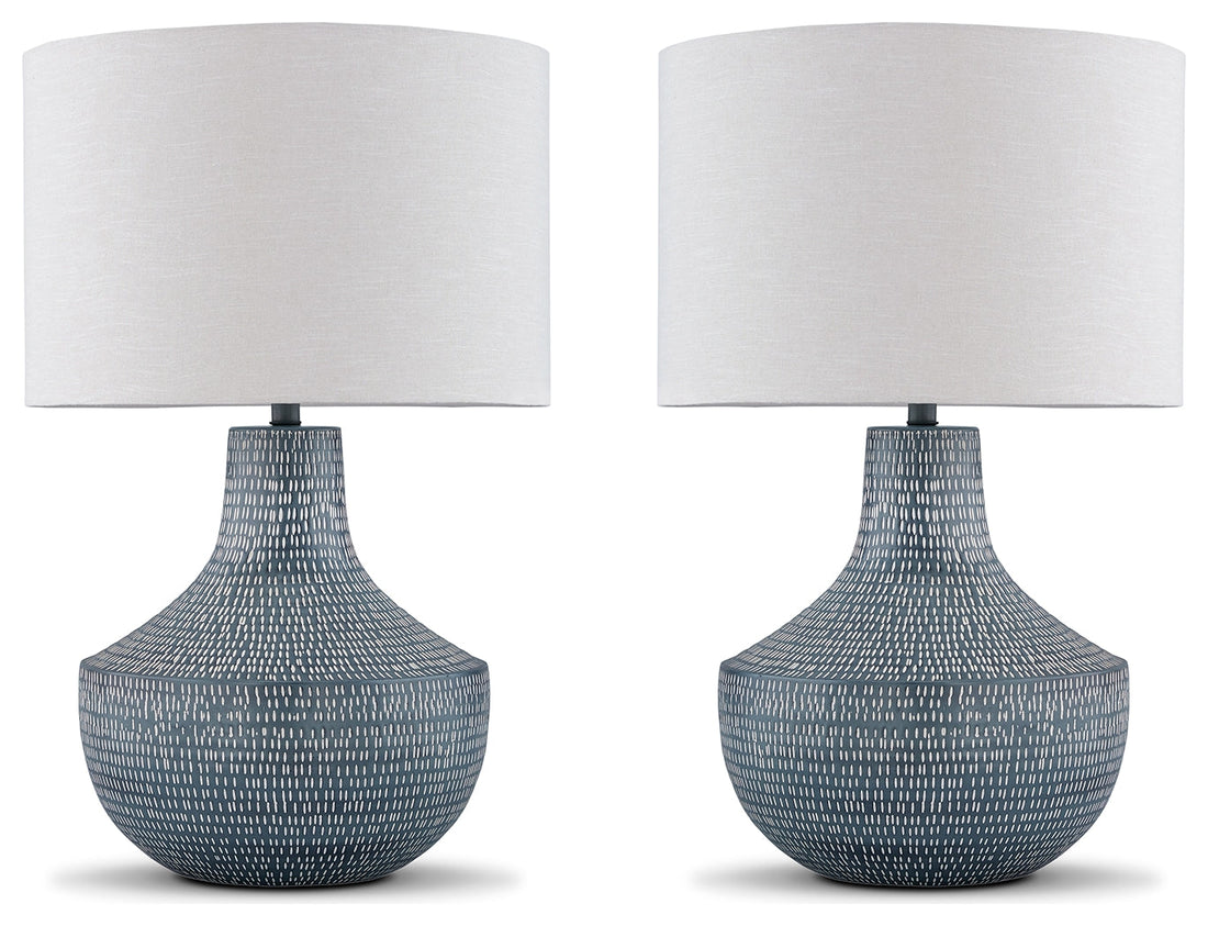 Schylarmont 2-Piece Table Lamp Set in Antique Gray/White - PKG019346