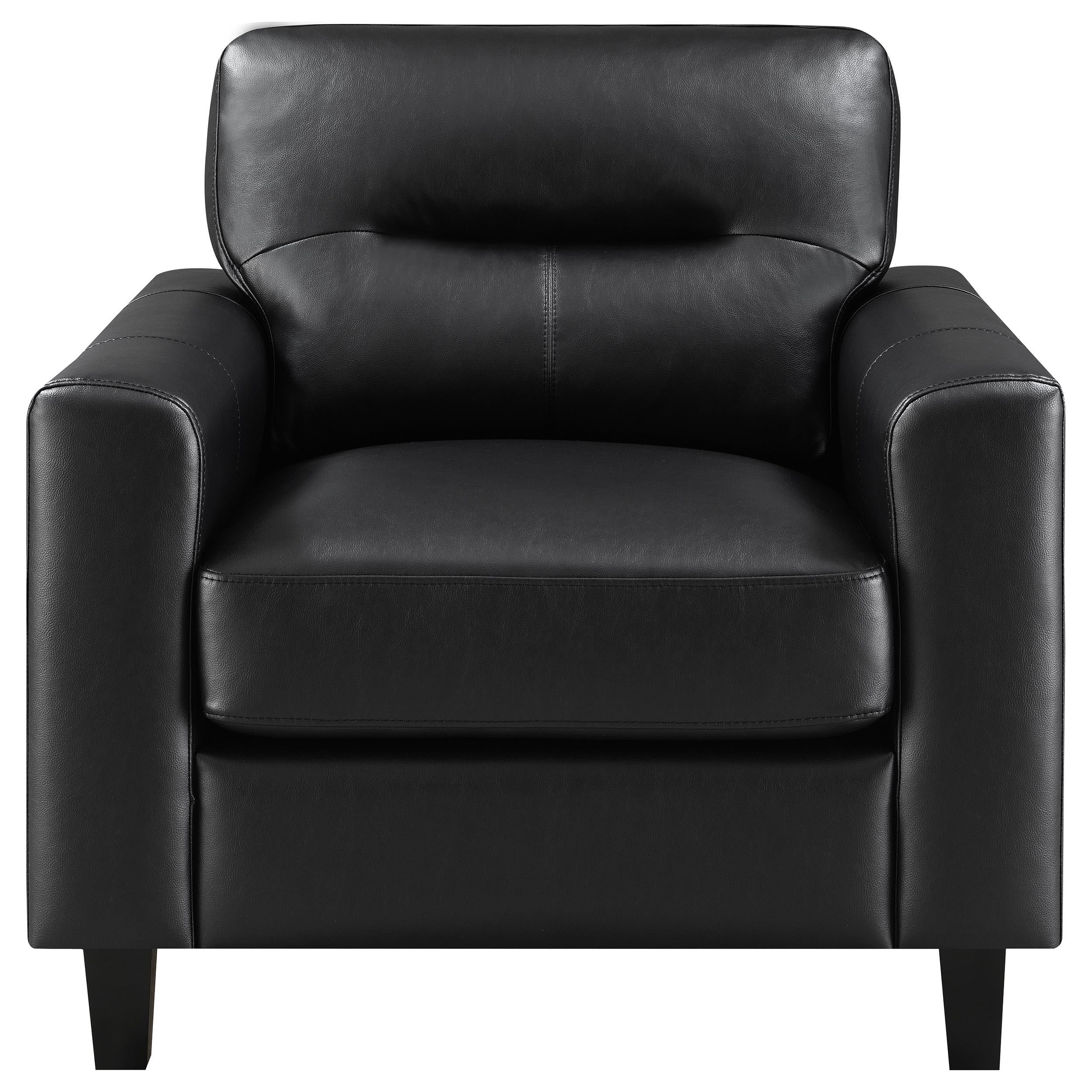 Scotland 3-piece Faux Leather Upholstered Sofa Set Black - 504664-S3