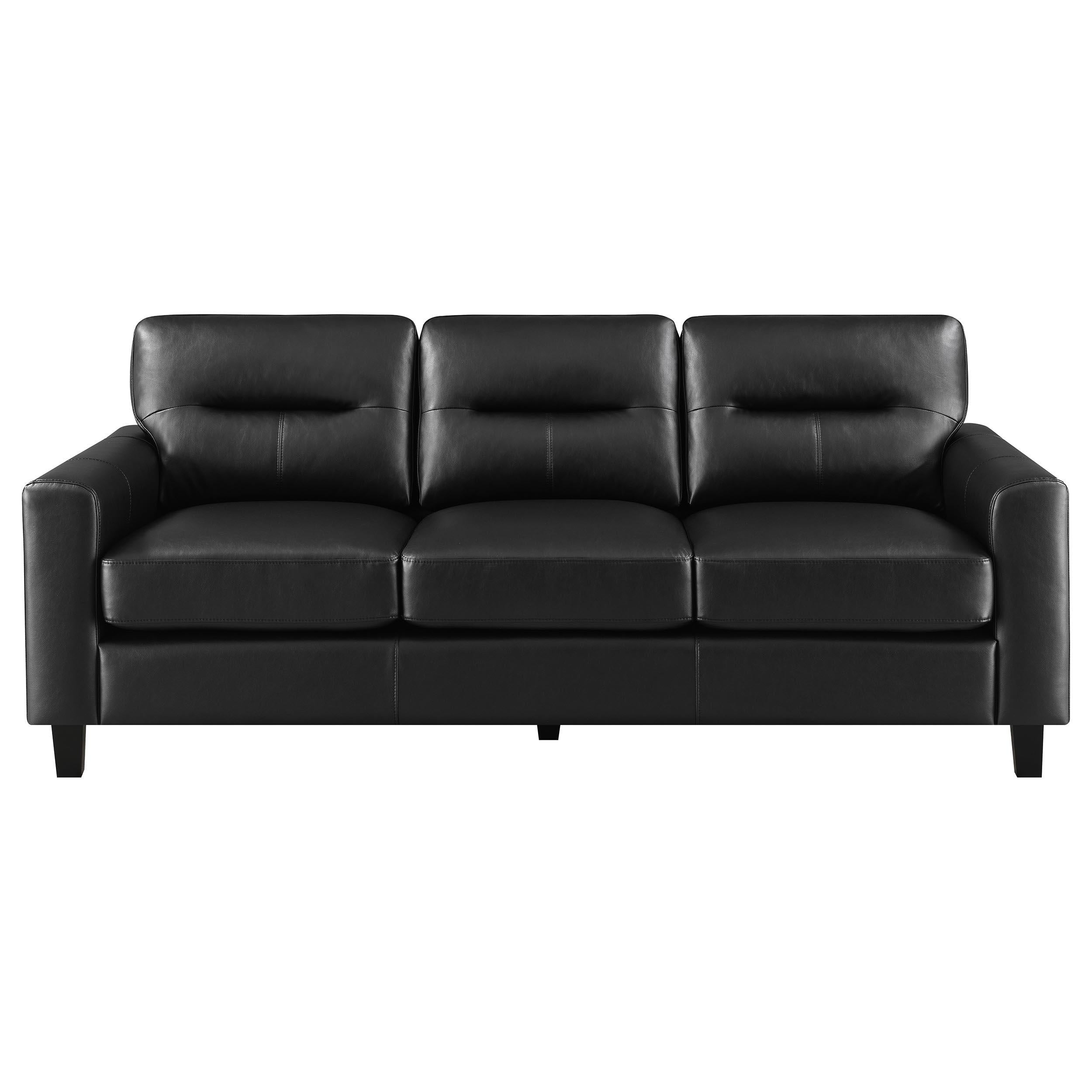 Scotland 3-piece Faux Leather Upholstered Sofa Set Black - 504664-S3