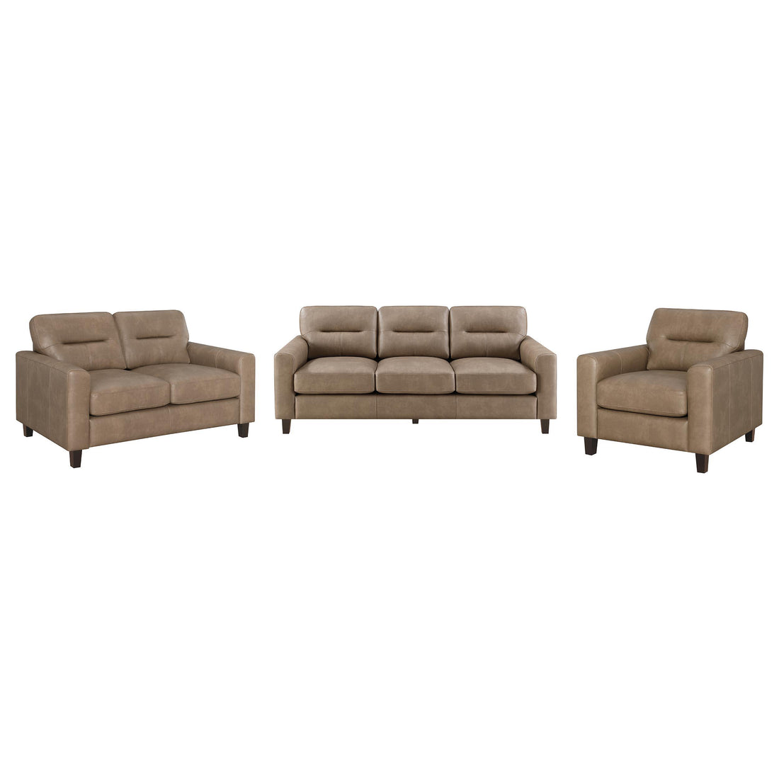 Scotland 3-piece Faux Leather Upholstered Sofa Set Brown - 504667-S3