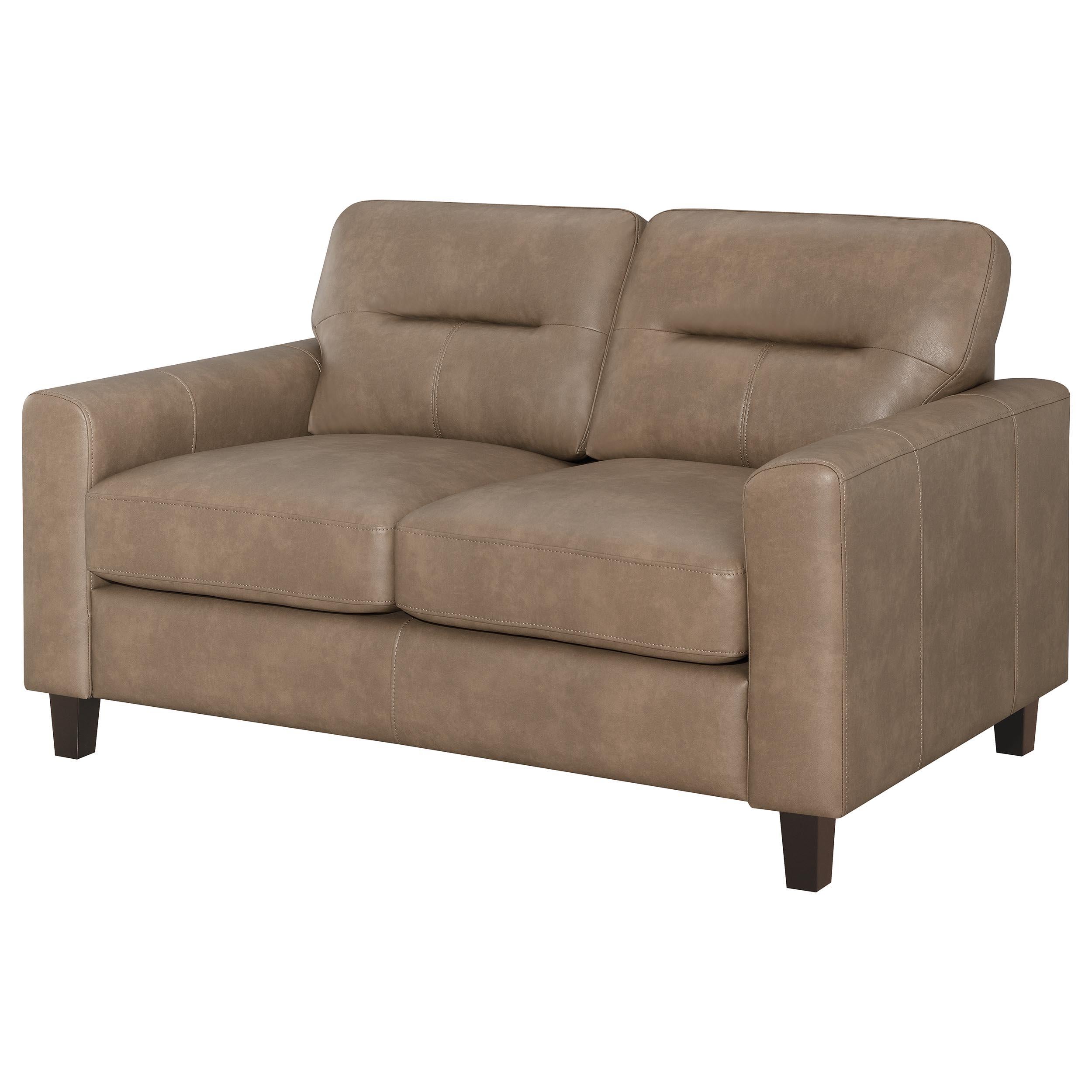 Scotland Faux Leather Upholstered Track Arm Chair Brown - 504668