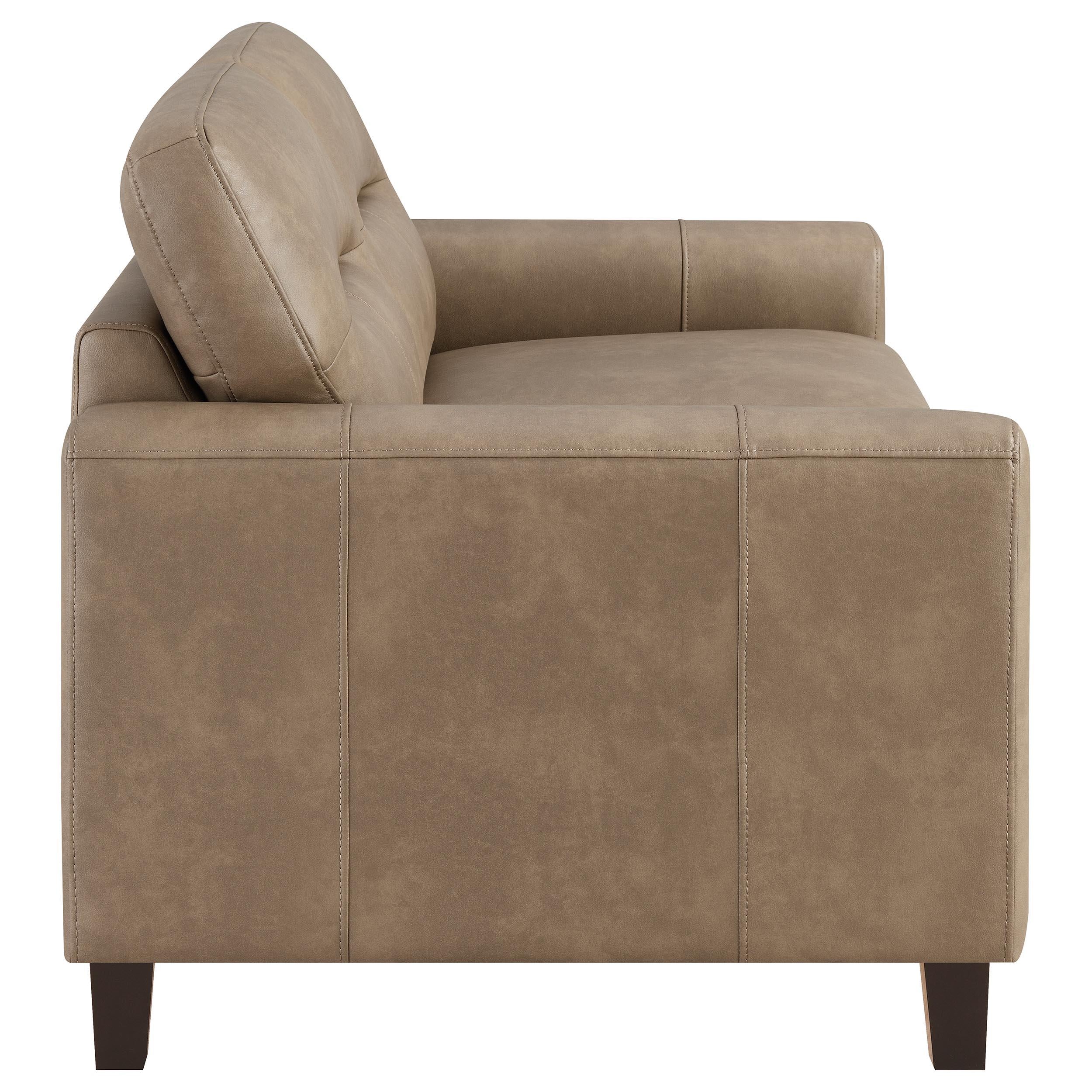 Scotland Faux Leather Upholstered Track Arm Chair Brown - 504668