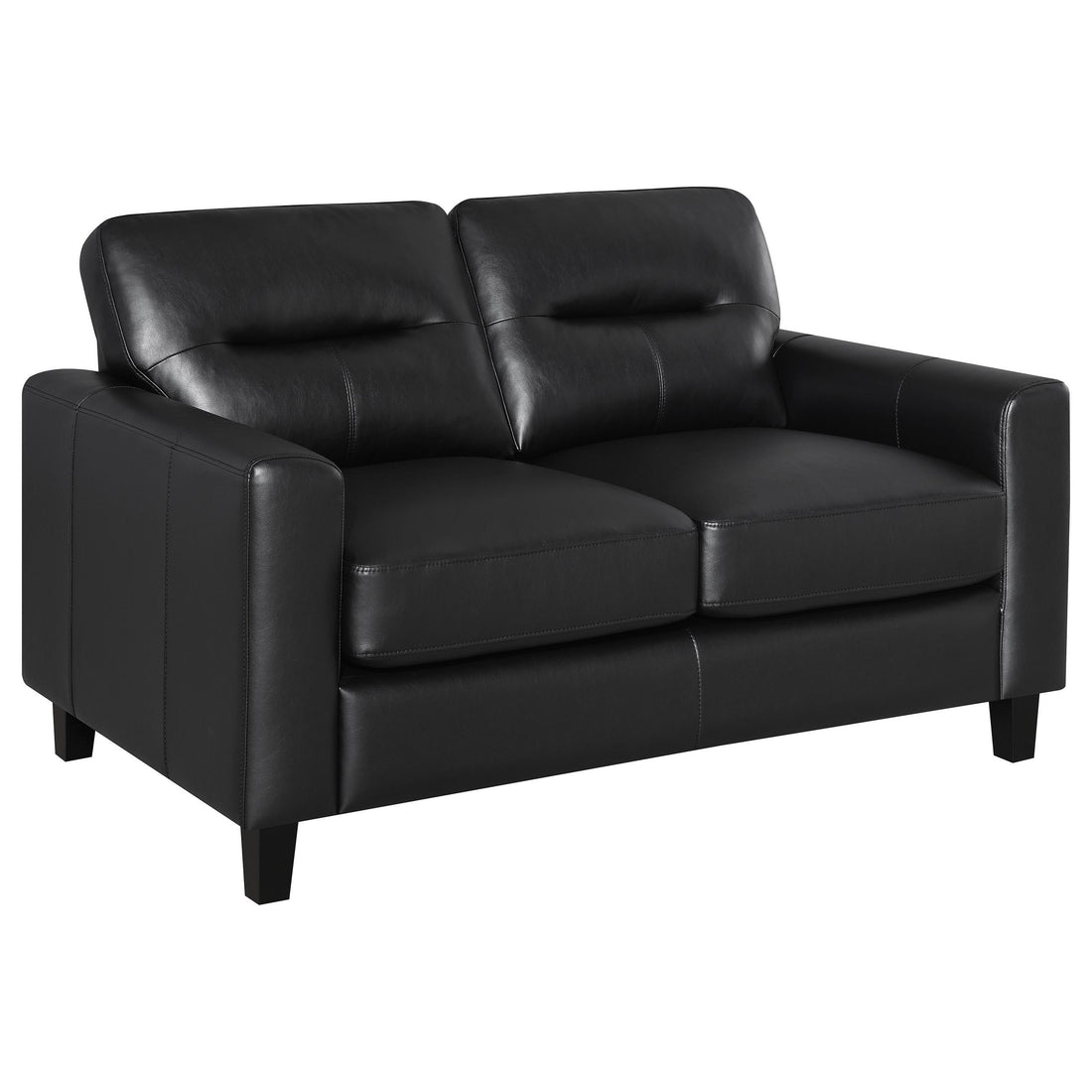 Scotland Faux Leather Upholstered Track Arm Loveseat Black - 504665