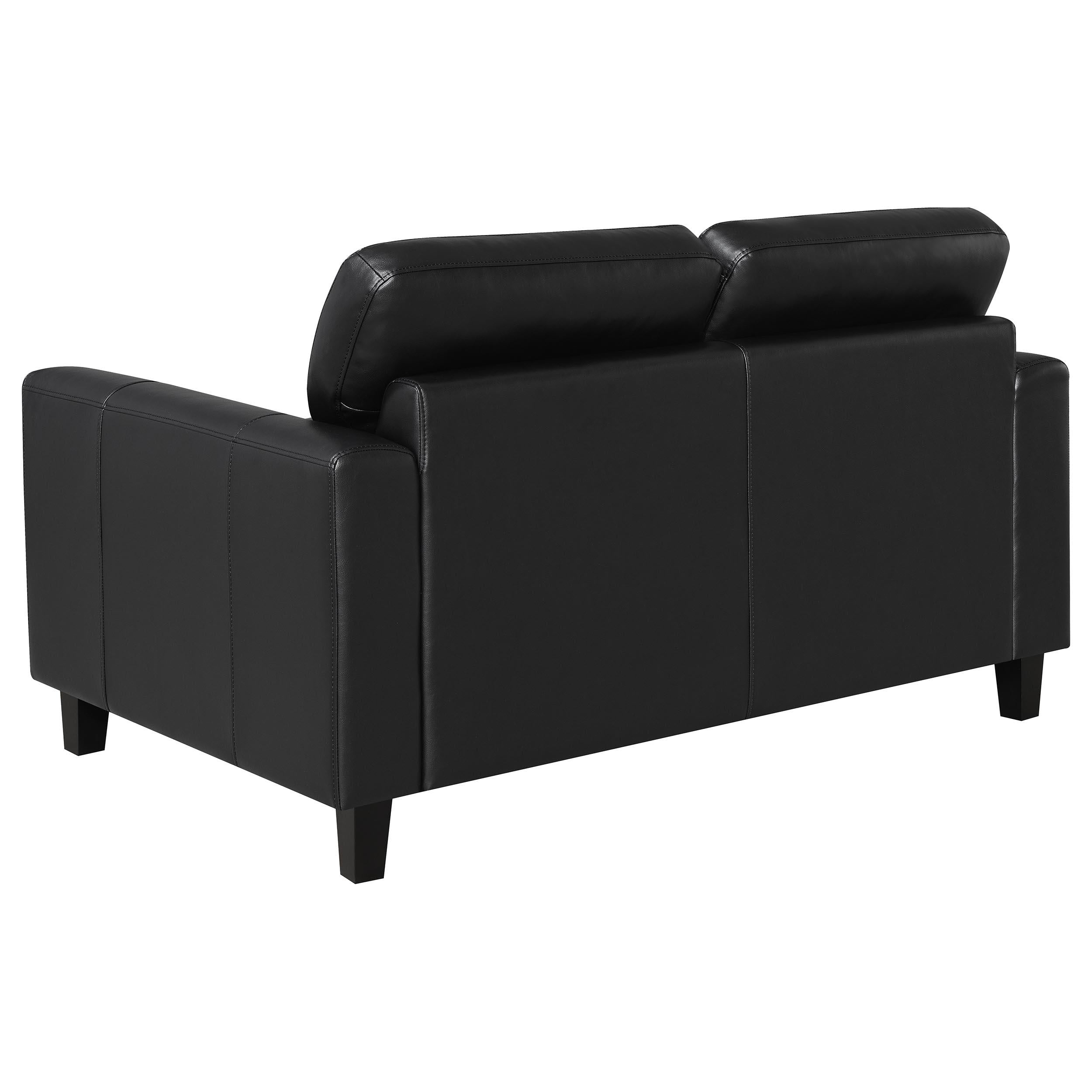 Scotland Faux Leather Upholstered Track Arm Loveseat Black - 504665