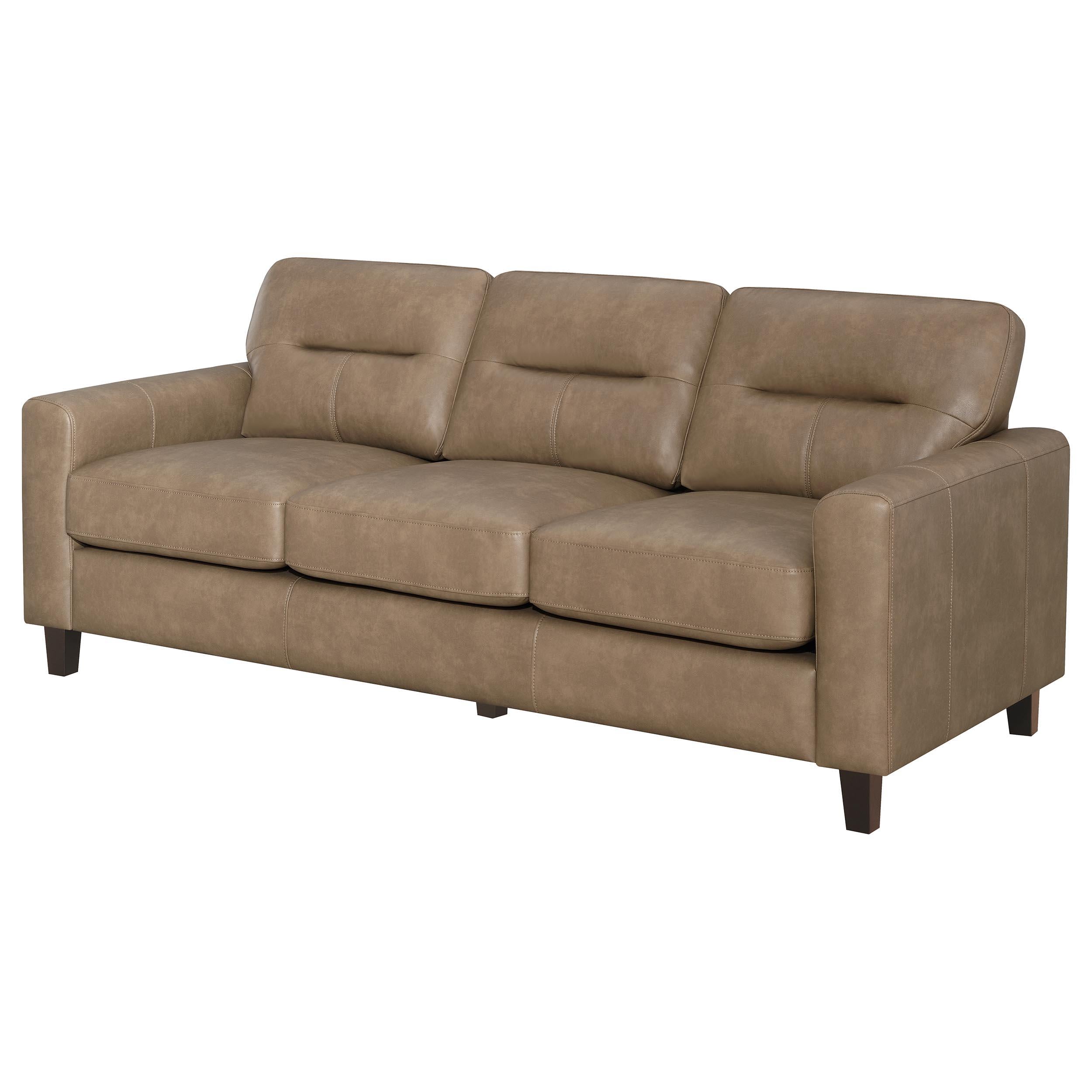 Scotland Faux Leather Upholstered Track Arm Loveseat Brown - 504667