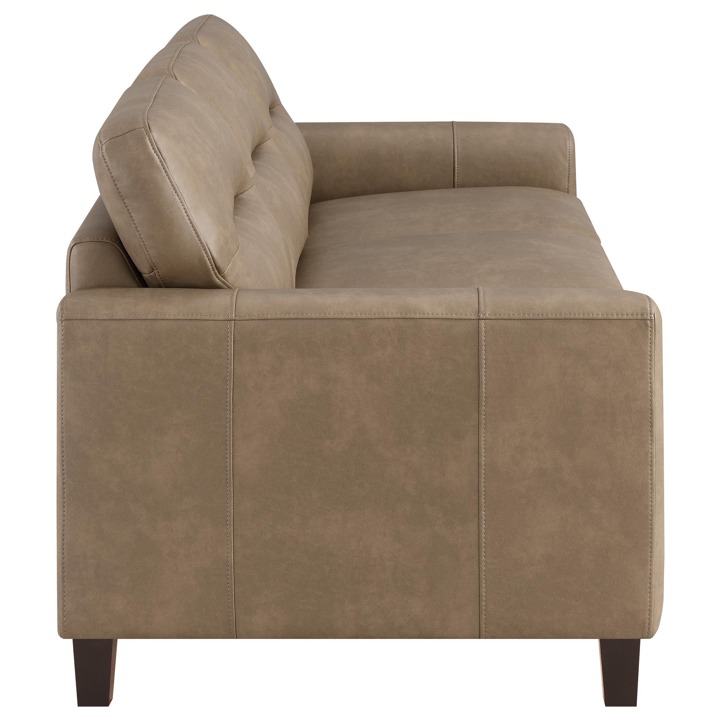 Scotland Faux Leather Upholstered Track Arm Loveseat Brown - 504667