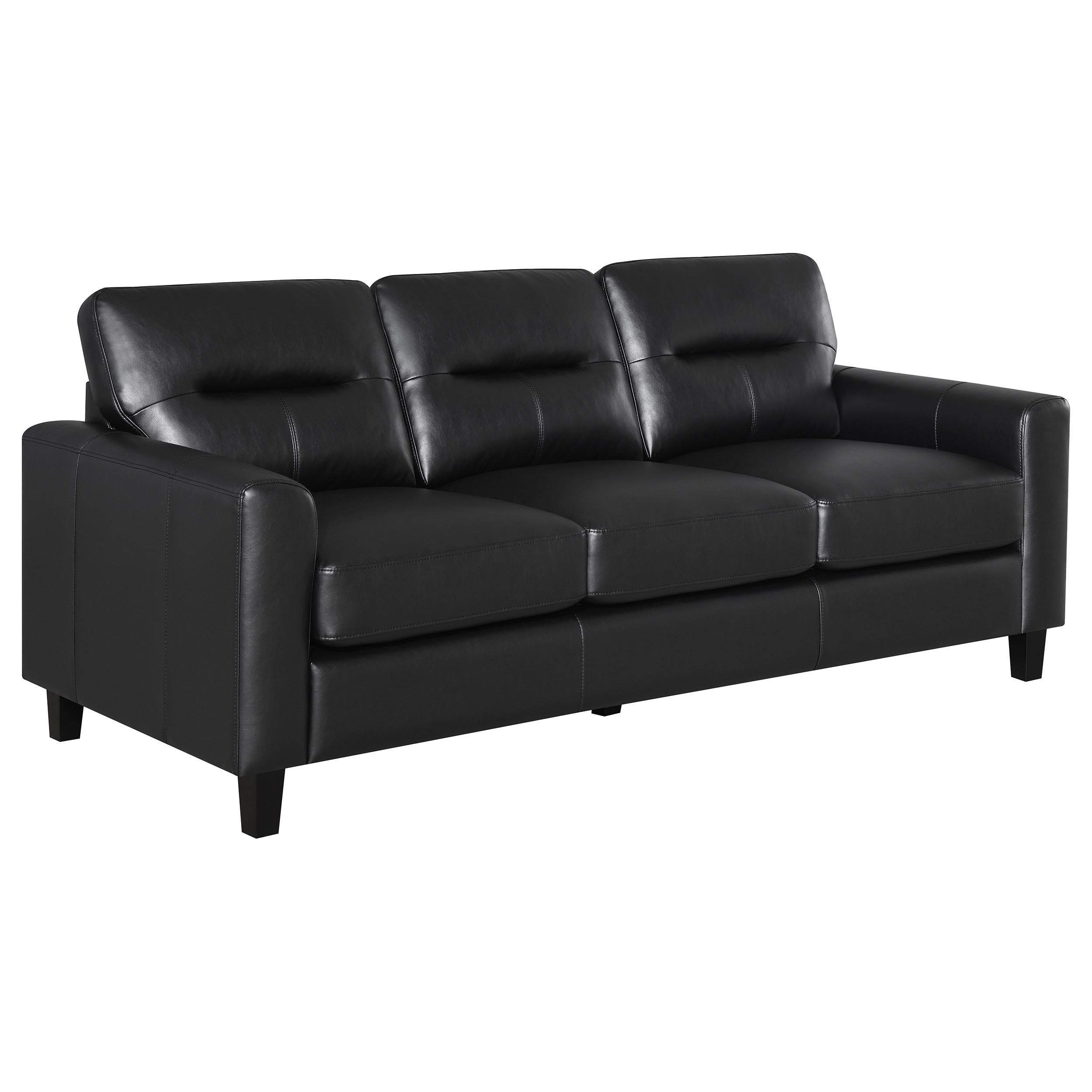 Scotland Faux Leather Upholstered Track Arm Sofa Black - 504664