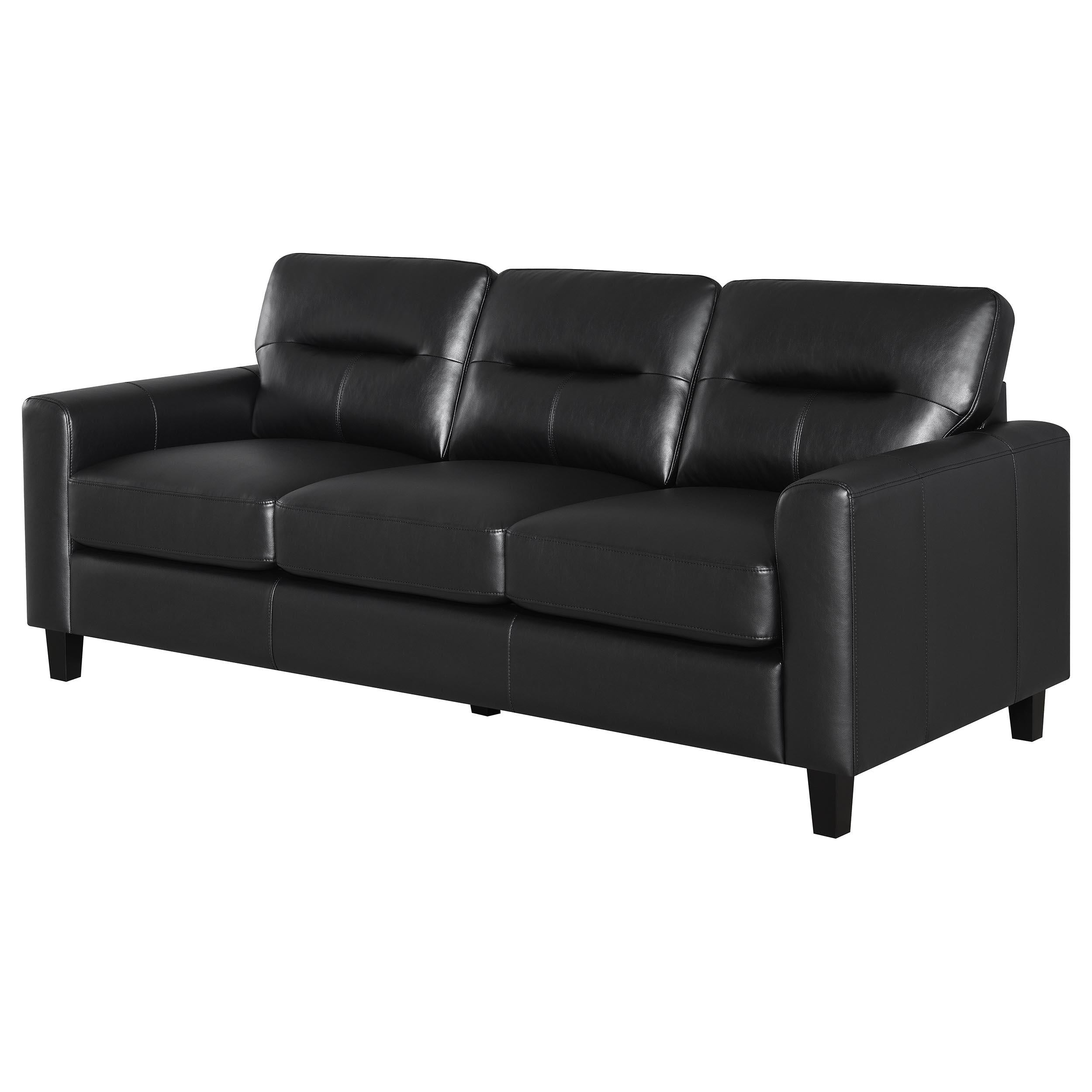 Scotland Faux Leather Upholstered Track Arm Sofa Black - 504664