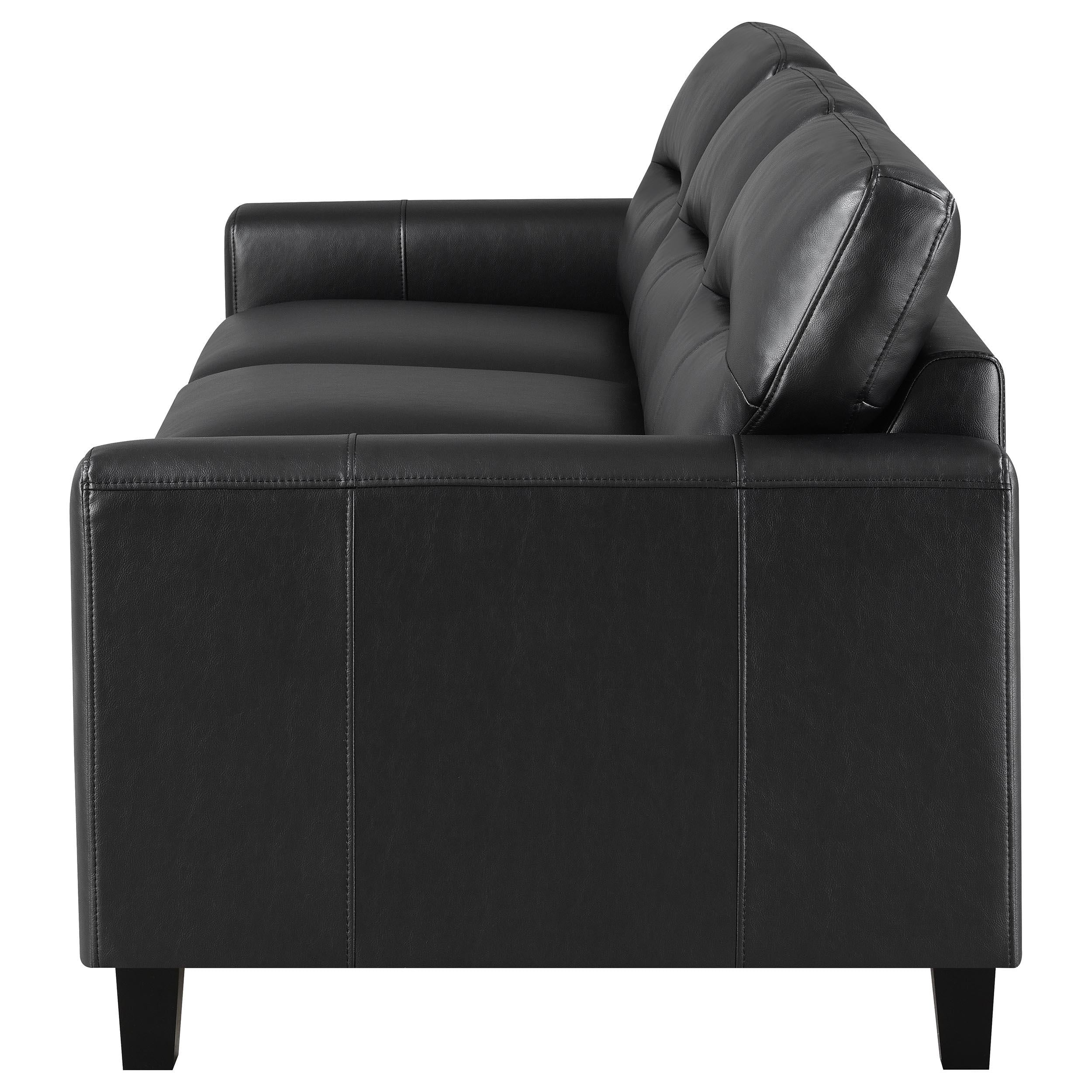 Scotland Faux Leather Upholstered Track Arm Sofa Black - 504664
