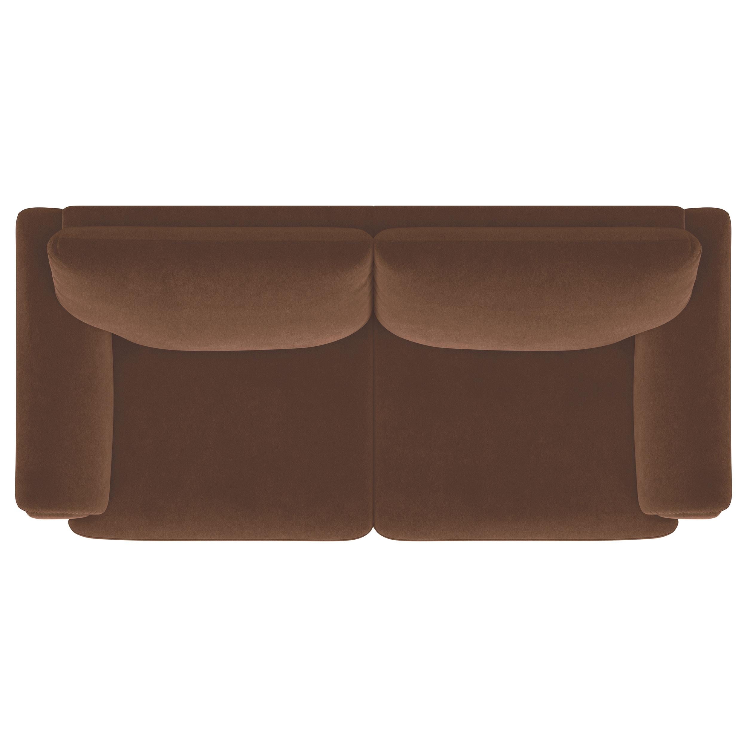 Selma Velvet Upholstered Crescent Arm Sofa Rust - 552101