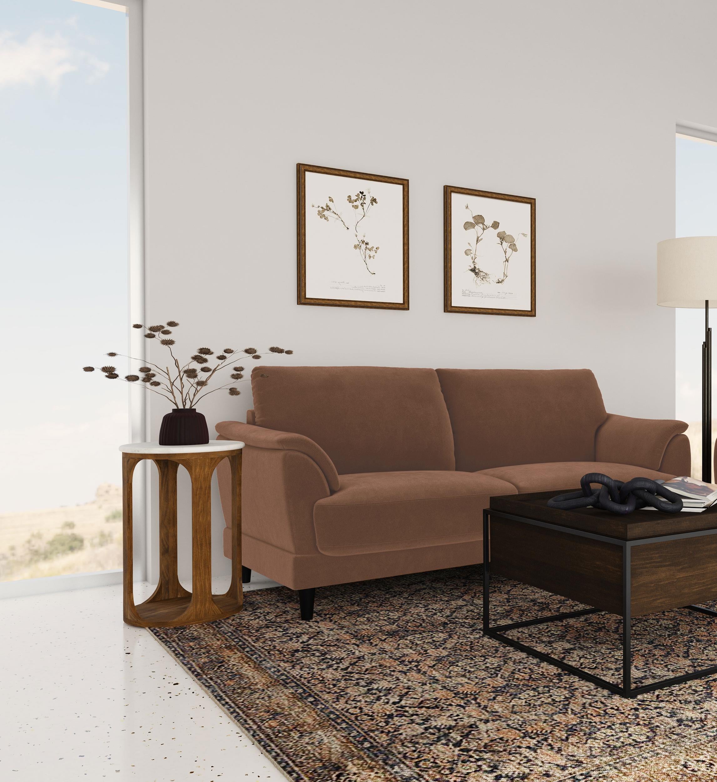 Selma Velvet Upholstered Crescent Arm Sofa Rust - 552101