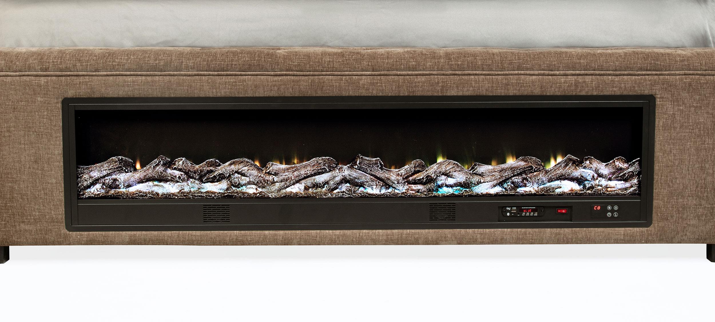 Senna Upholstered Queen Audio Fireplace Bed Brown - 305811Q
