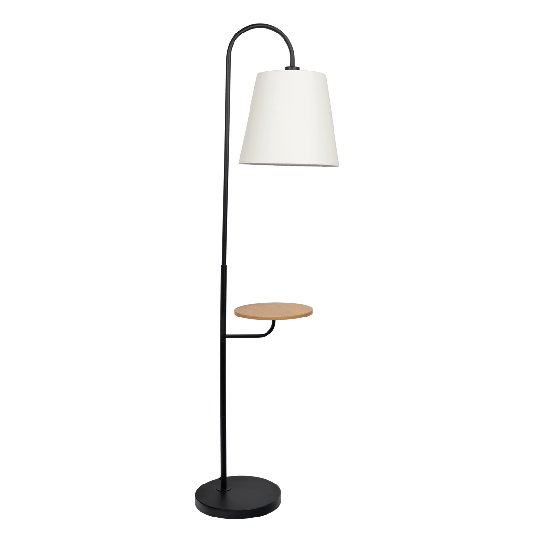 Seoul Black Floor Lamp with Rotary Switch Wood Table Metal Base - FLL03701601