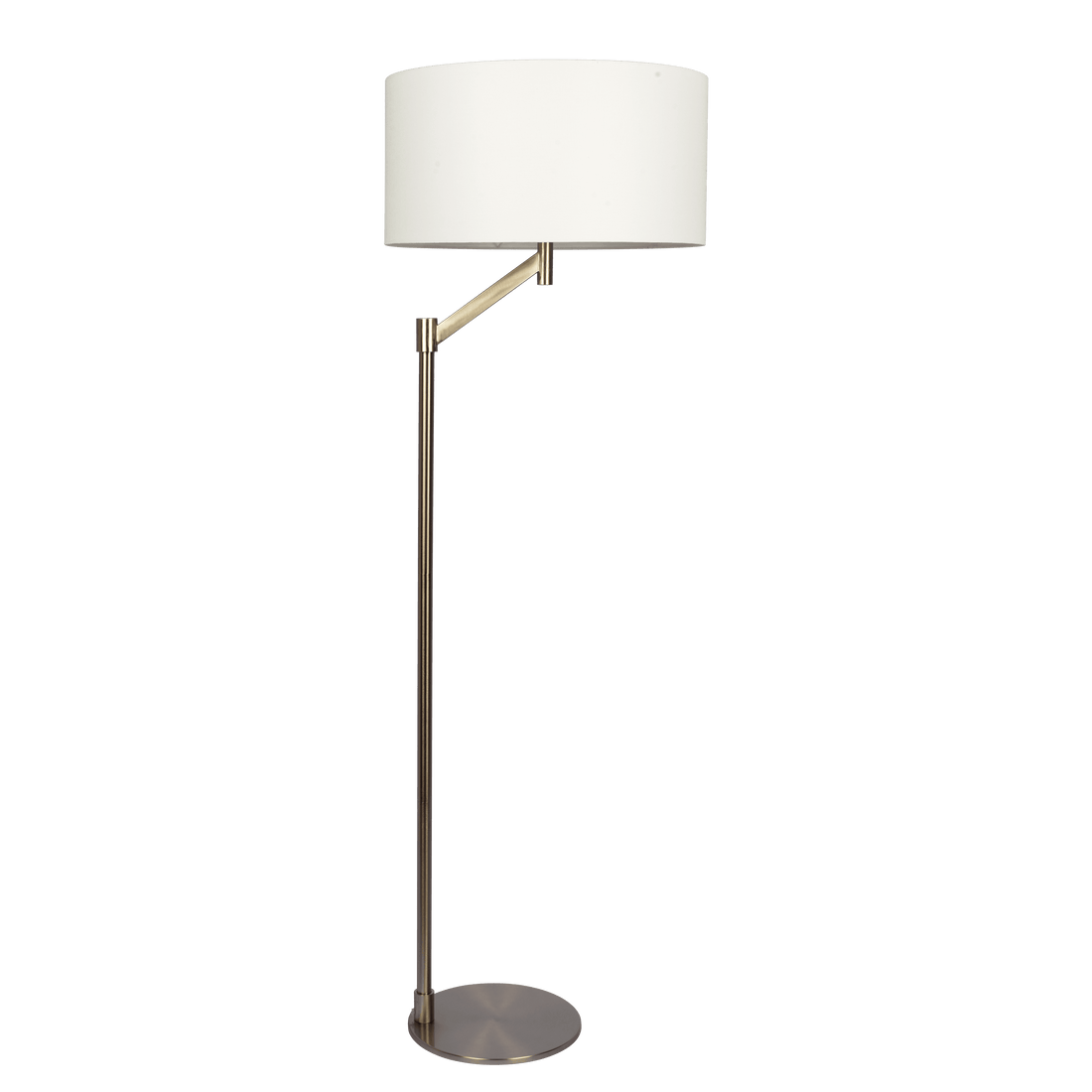 Serene Brushed Nickel Floor Lamp with Rotary Switch Metal Base White Linen Shade - FLL03701701