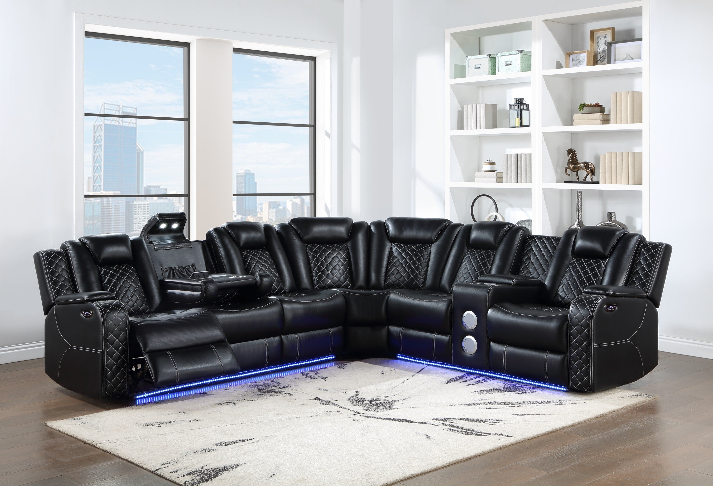 SH8895BLK*SC (3)3-PIECE RECLINING SECTIONAL - SH8895BLK*SC - Bien Home Furniture & Electronics