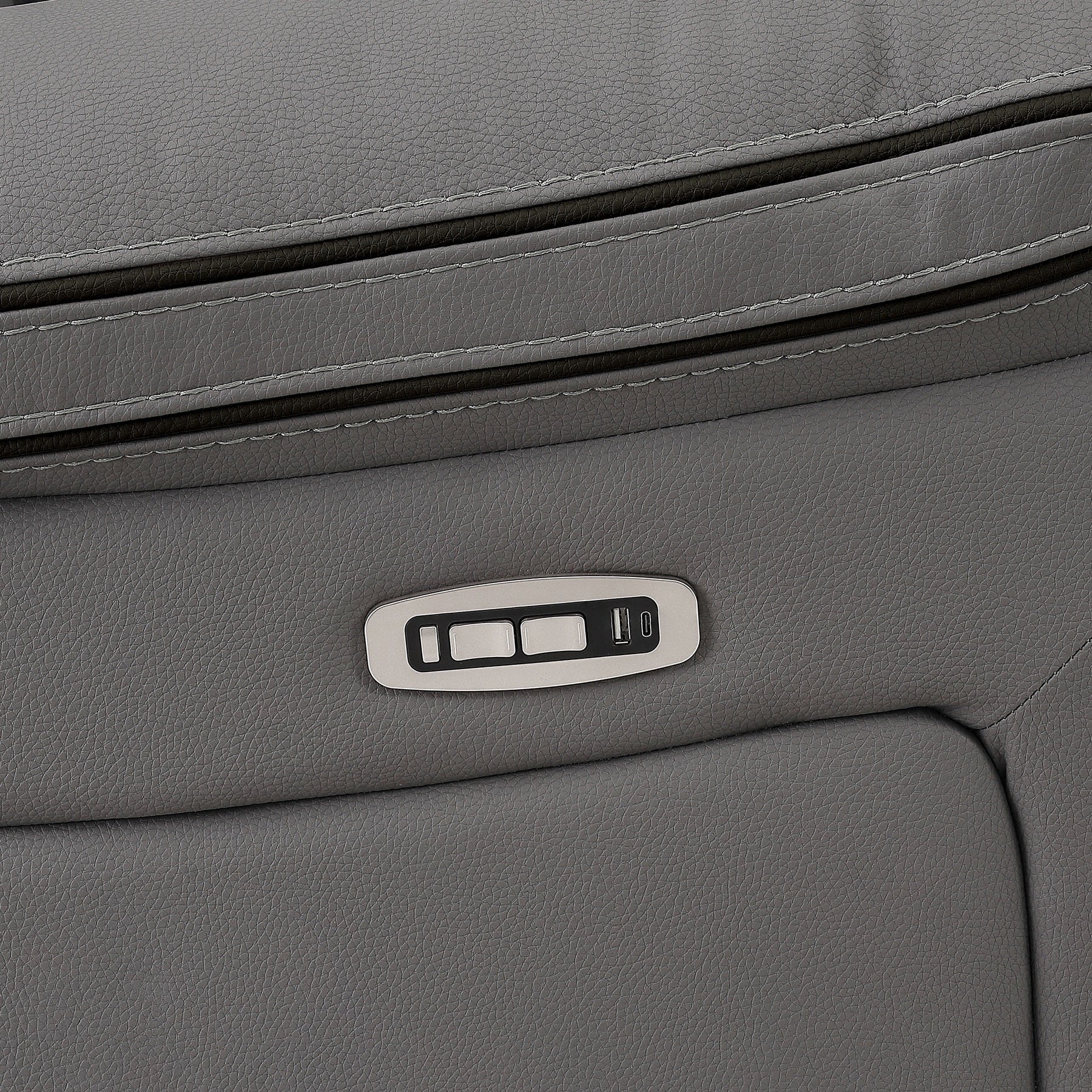 SH8898GRY-3 PW RECLN SOFA W/ PW HEADREST, SPEAKER, DROPDOWN TBL, CUP HOLDER, READ LIGHT & DRAWER BOX - SH8898GRY-3