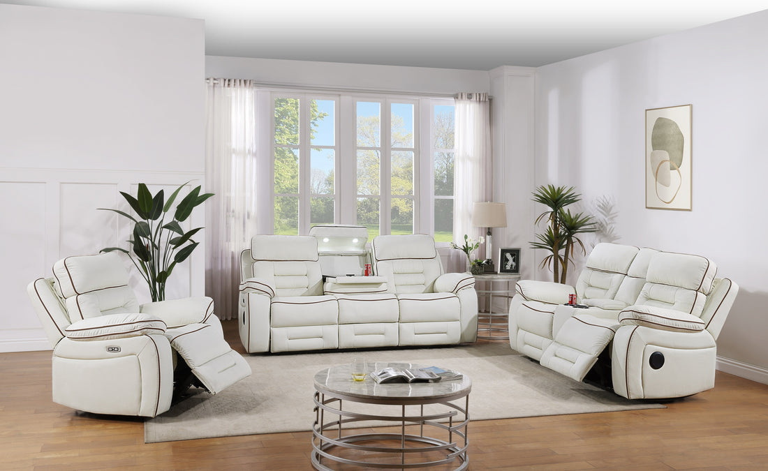 SH8898WHT*3 3PC SET: SOFA, LOVE, CHAIR - SH8898WHT*3