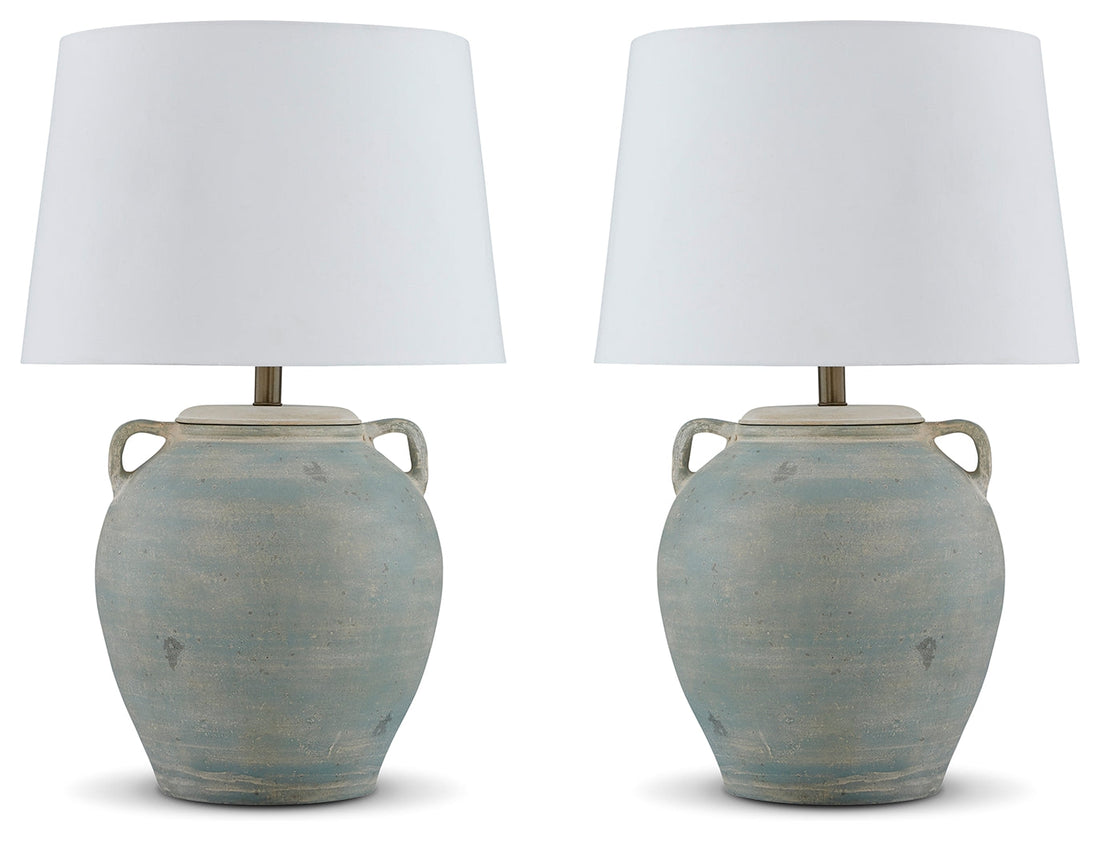 Shawburg 2-Piece Table Lamp Set in Antique Green - PKG019344