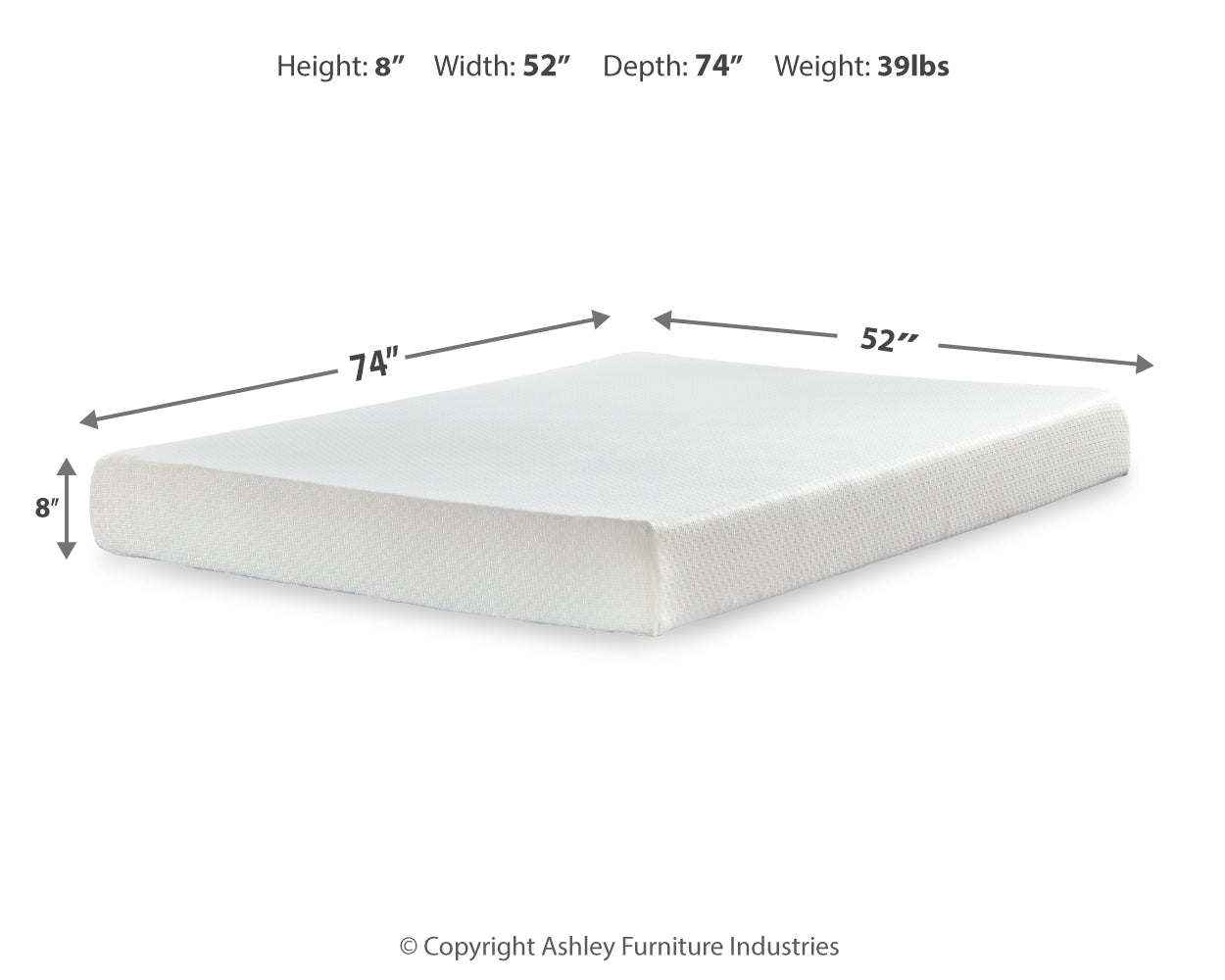 Shawburn Full Platform Bed with Mattress in Whitewash - PKG018355