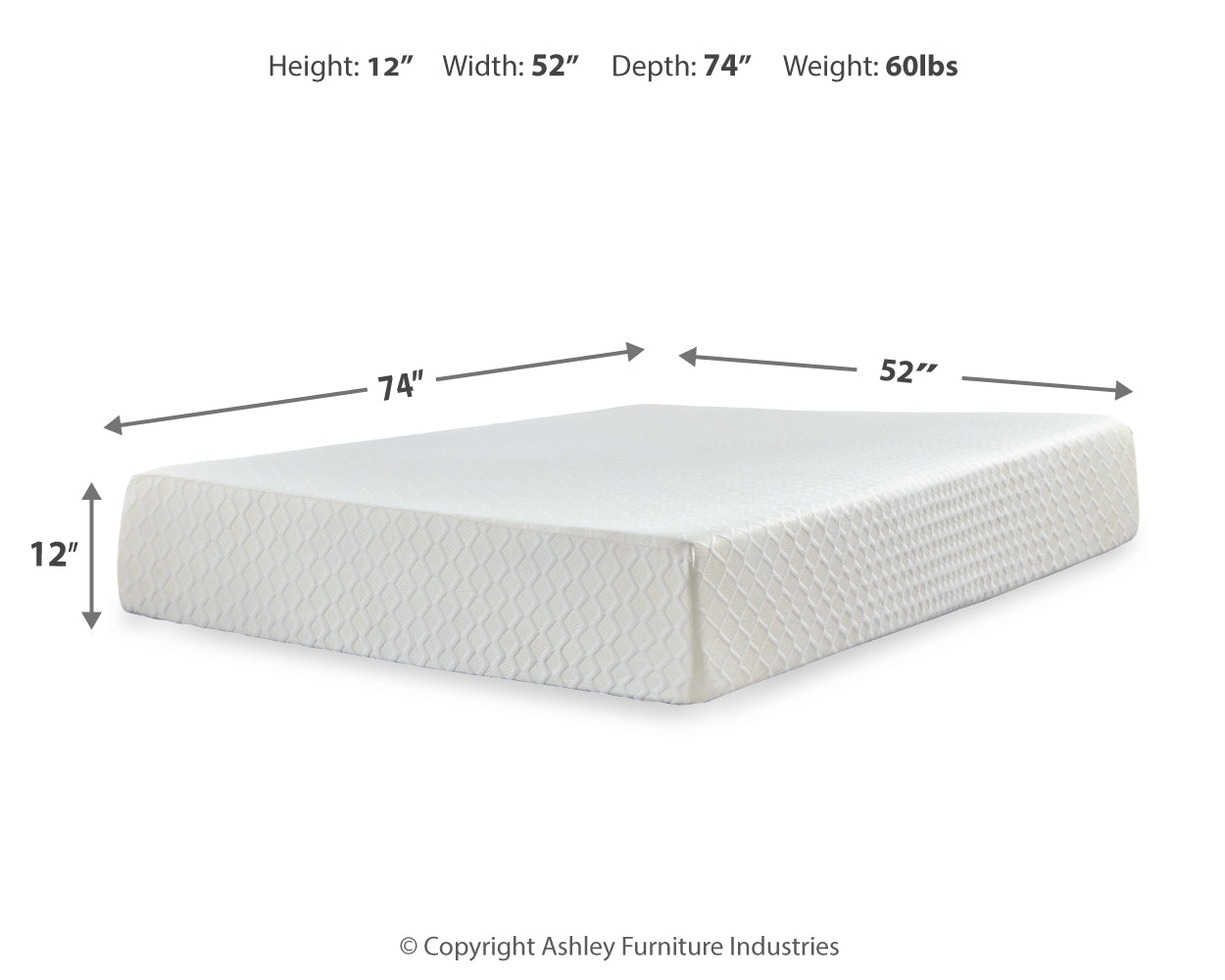 Shawburn Full Platform Bed with Mattress in Whitewash - PKG018356