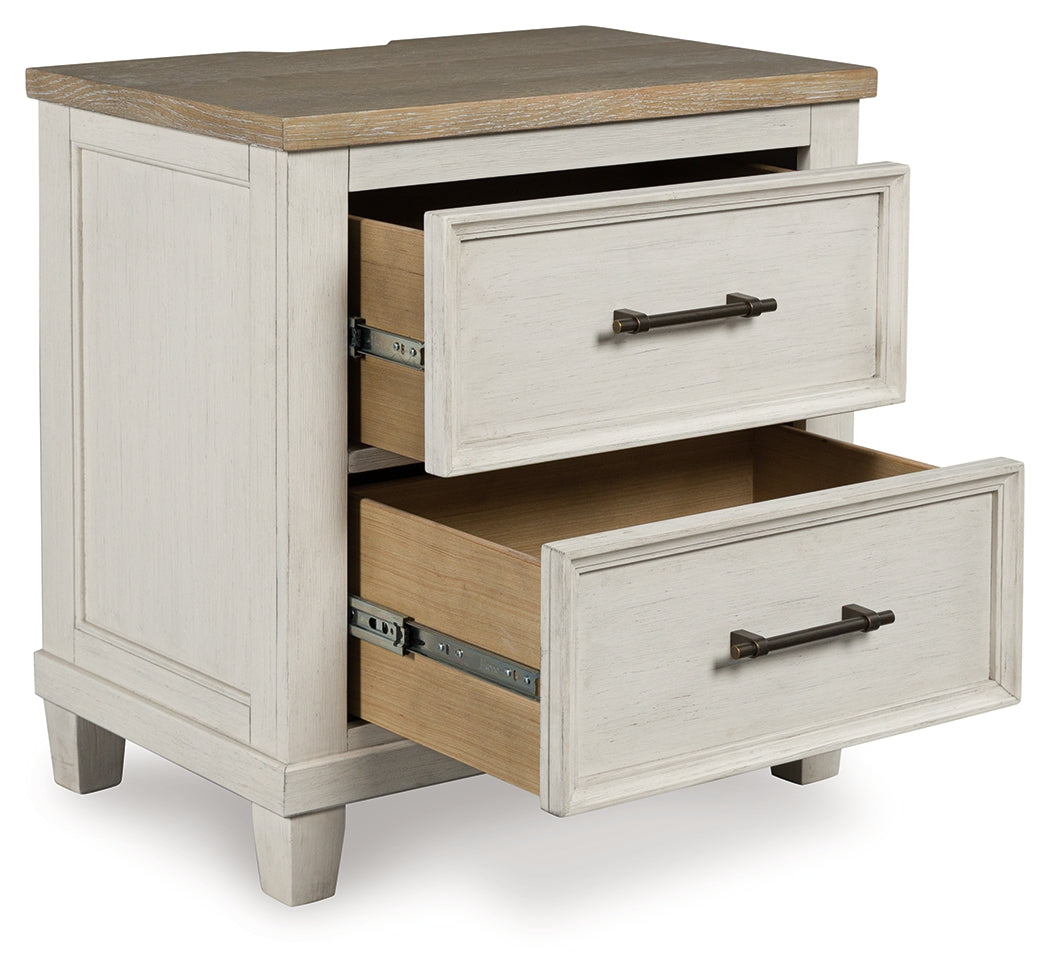 Shaybrock King Panel Bed with Mirrored Dresser, Chest and 2 Nightstands in Antique White from Ashley - Luna Furniture