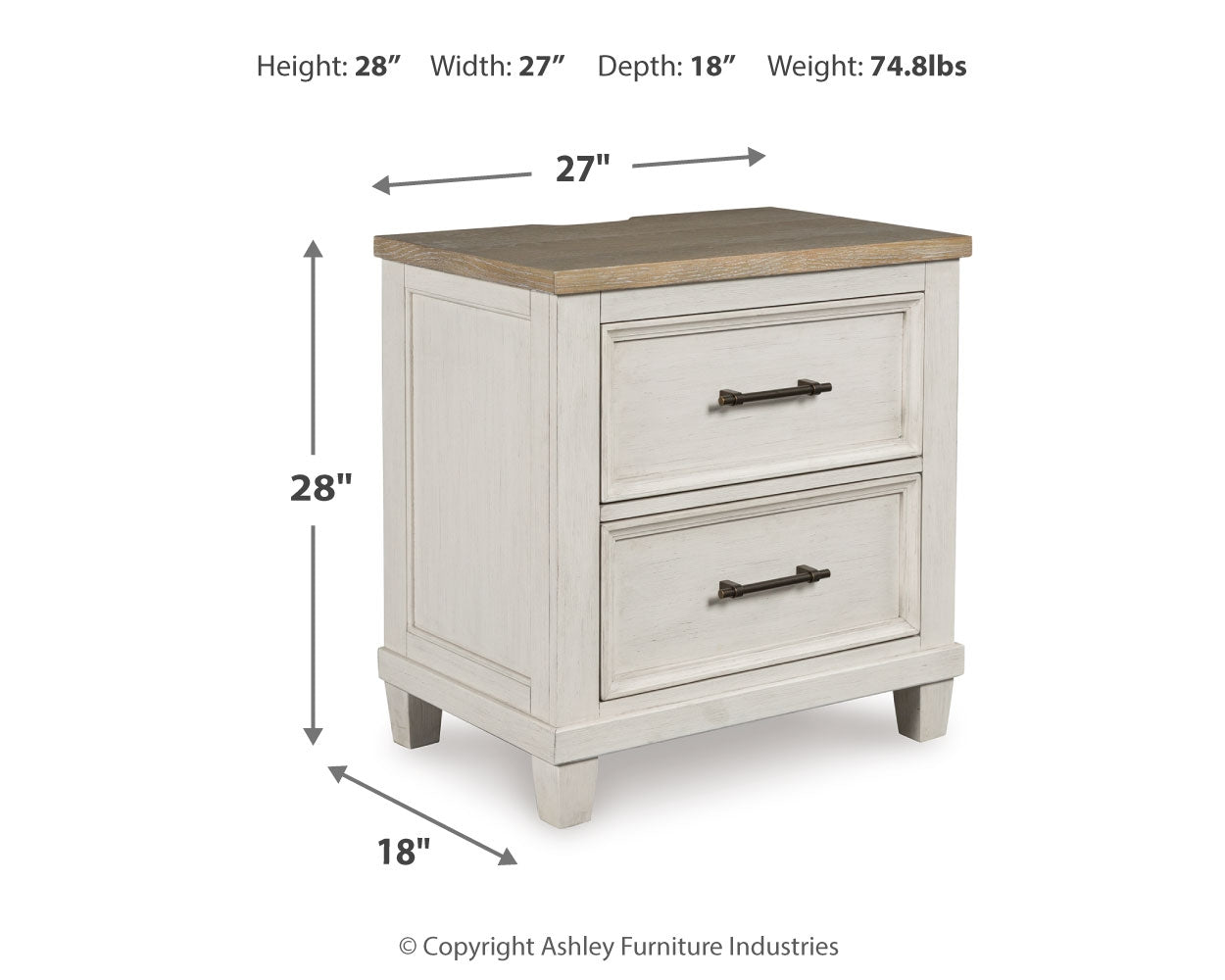 Shaybrock Queen Panel Bed with 2 Nightstands in Antique White from Ashley - Luna Furniture