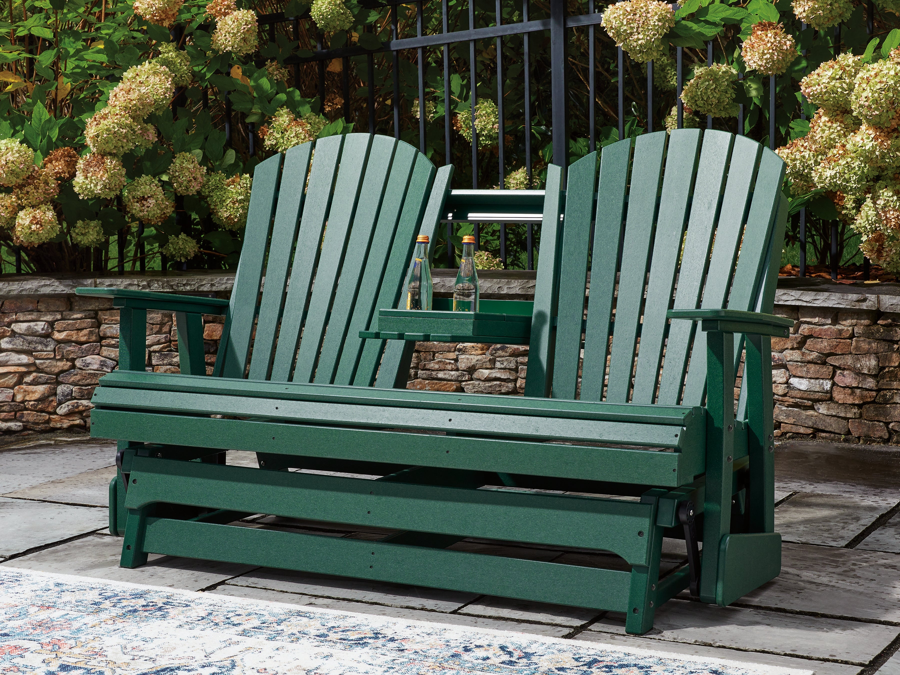 Shell Beach Green Outdoor Loveseat Glider - PCP115-835