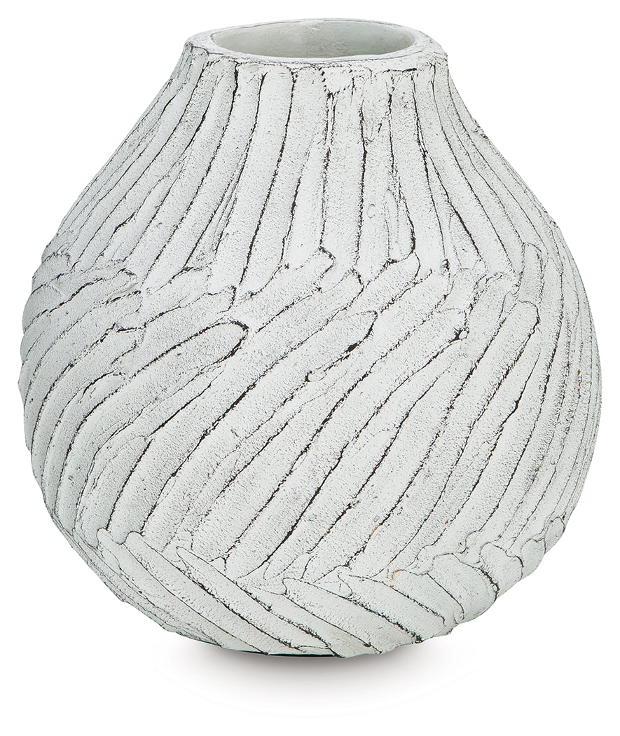 Shelvie Distressed White Vase - A2000849