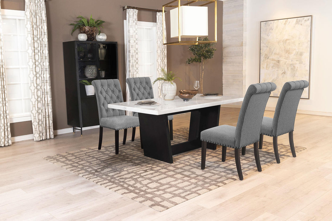 Sherry 5-piece Rectangular Marble Top Dining Table Set Grey - 115511-S5G