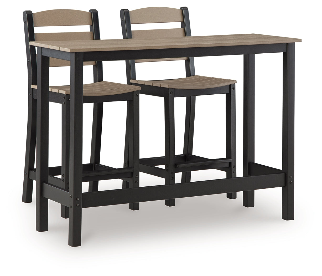 Shoreline Beach Black/Beige Outdoor Counter Table and 2 Barstools - PCP221-113