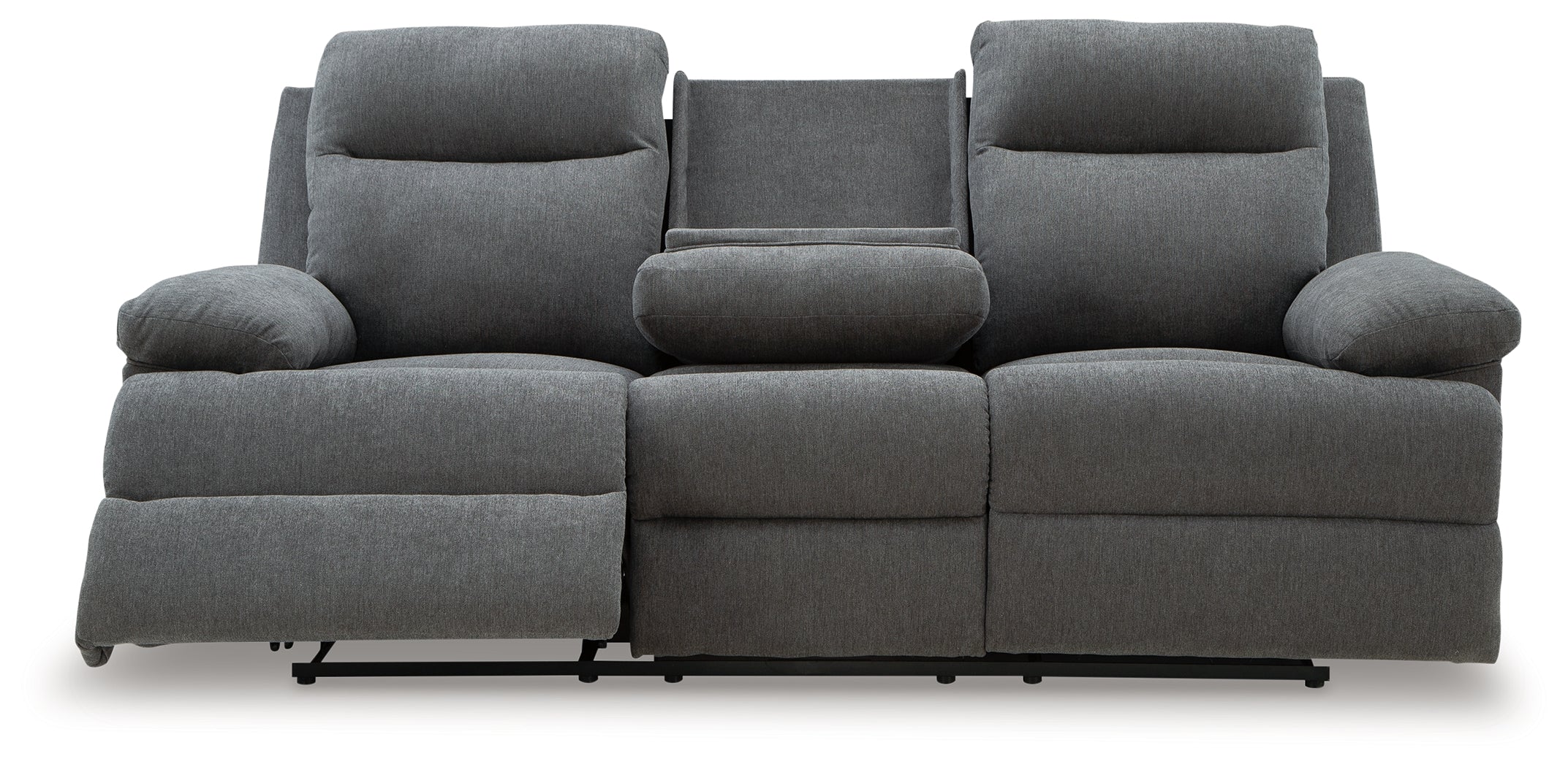 Side-Swipe Charcoal Reclining Sofa with Drop Down Table - PC9140689
