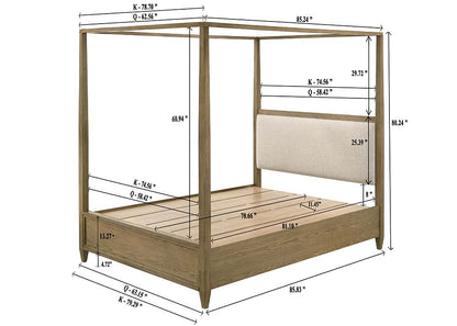 Sienna Rustic Natural Queen Canopy Platform Bed - SET | B8250-Q-HBFB | B8250-Q-BASE | B8250-KQ-RAIL