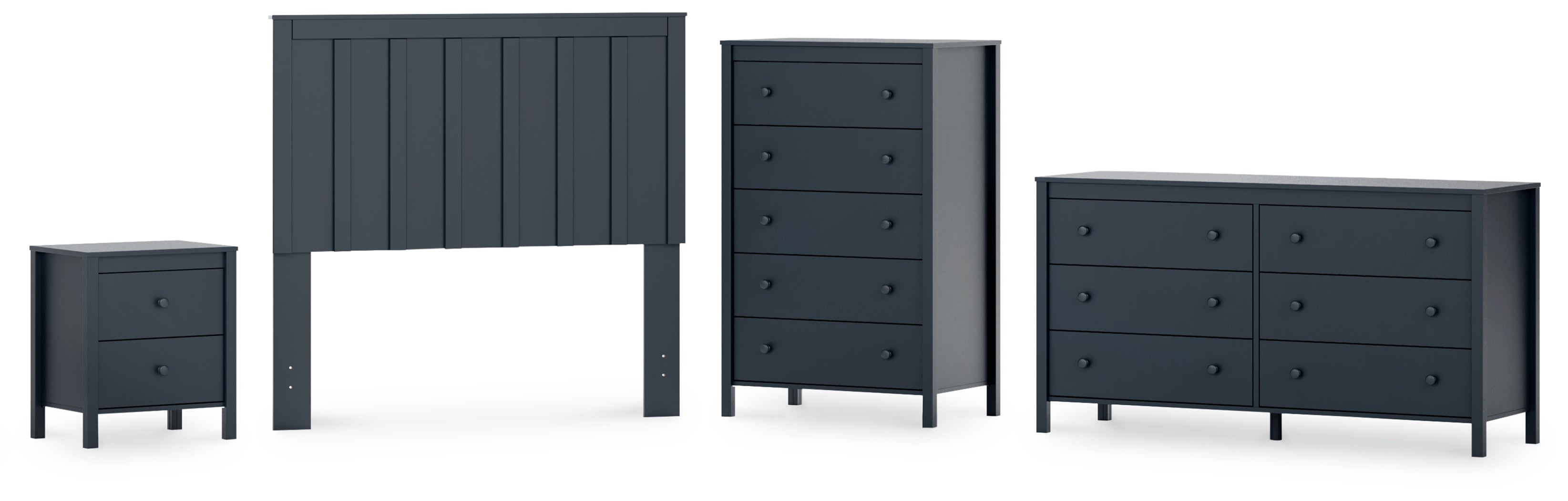 Simmenfort Full Panel Headboard with Dresser, Chest and Nightstand in Navy Blue - PKG020614