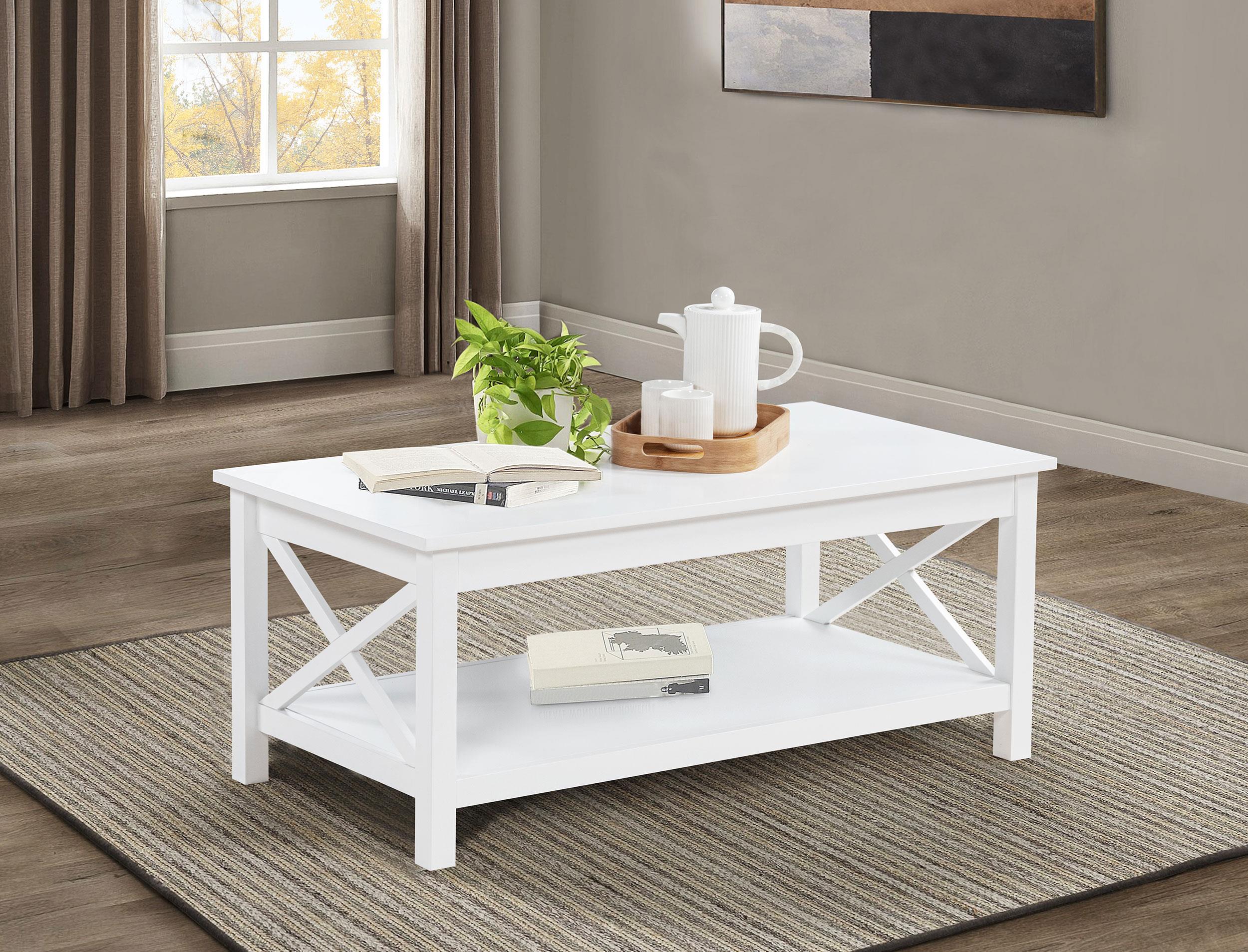 Skyview 44-inch Rectangular Lift Top Coffee Table White - 722088