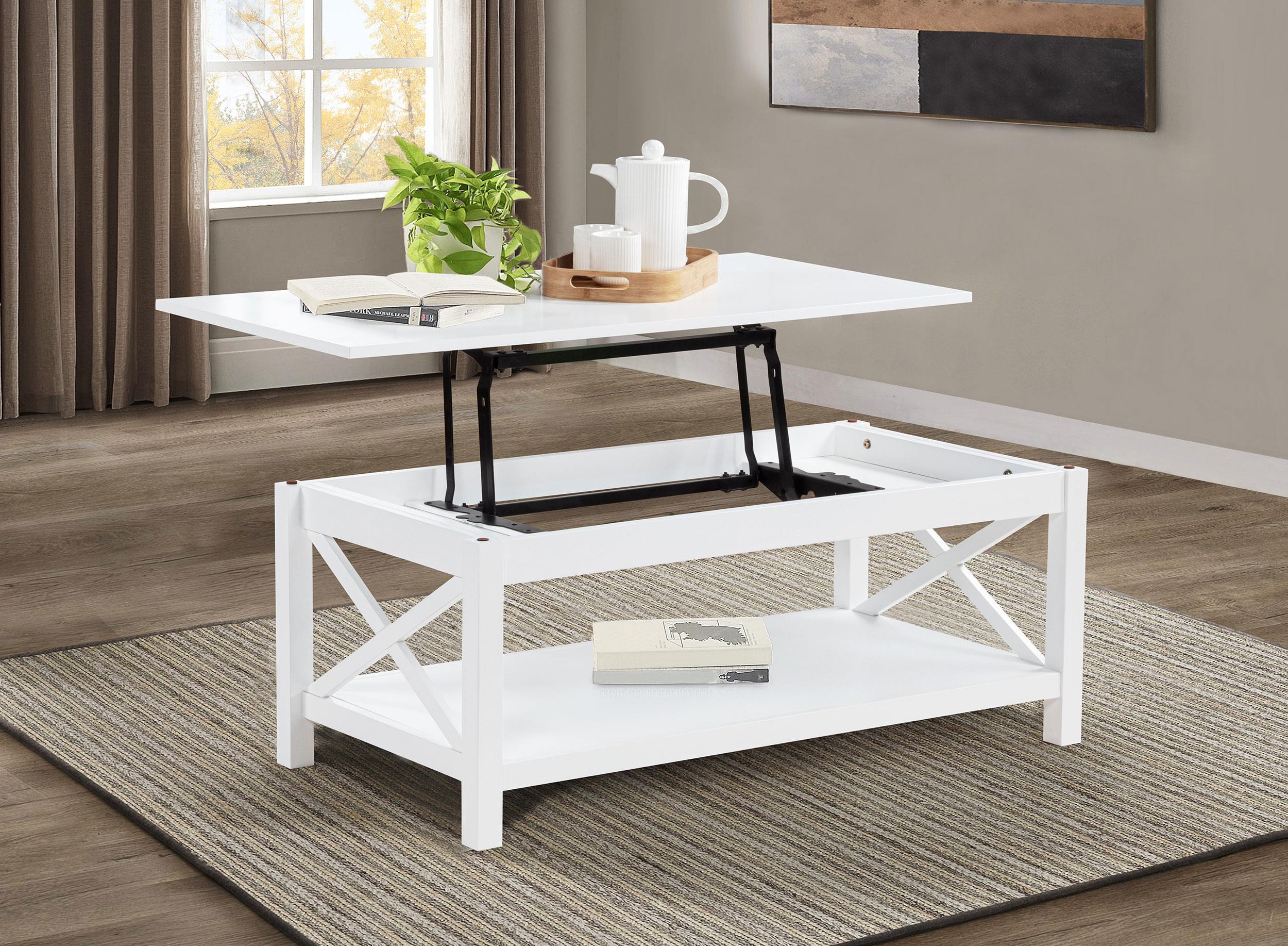 Skyview 44-inch Rectangular Lift Top Coffee Table White - 722088