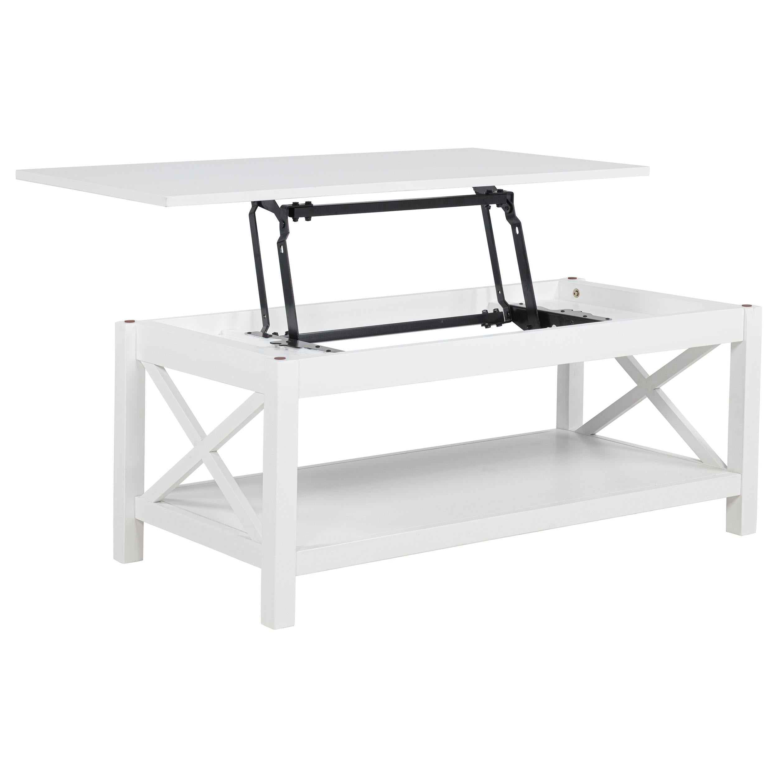 Skyview 44-inch Rectangular Lift Top Coffee Table White - 722088