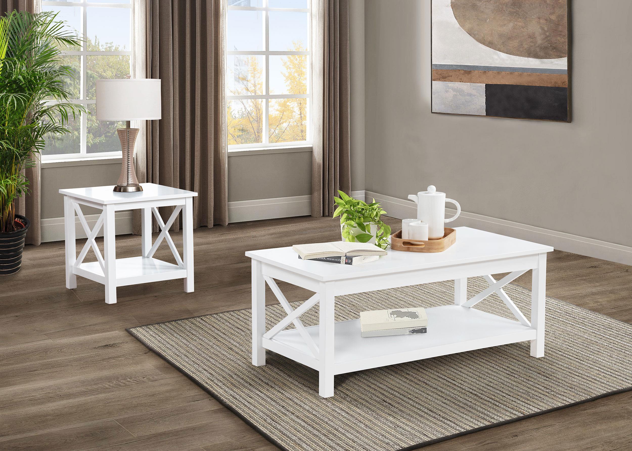 Skyview Square Pine Wood Side End Table with Shelf White - 722087