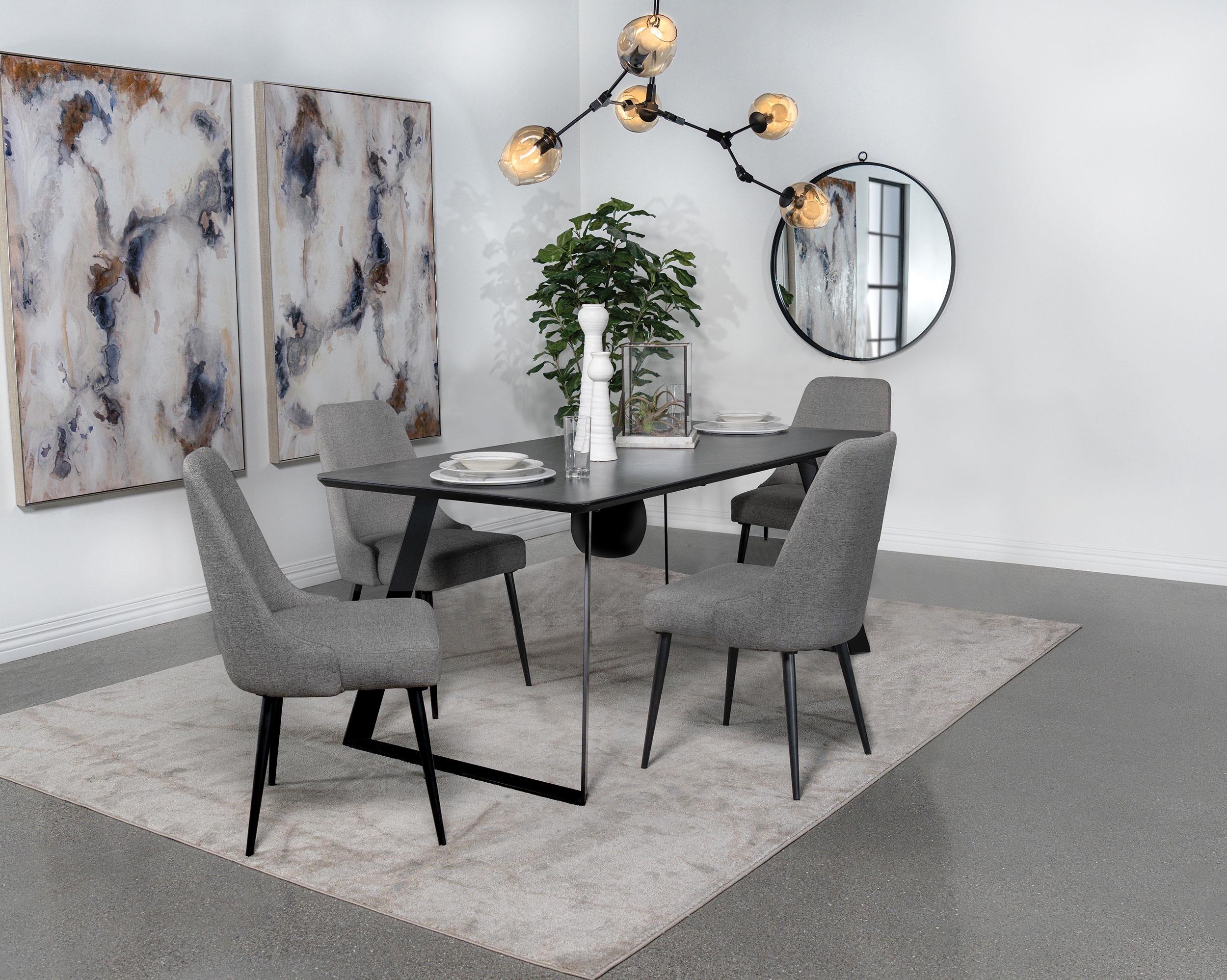 Smith 5-piece Rectangular Ceramic Top Dining Table Set Black - 115231-S5