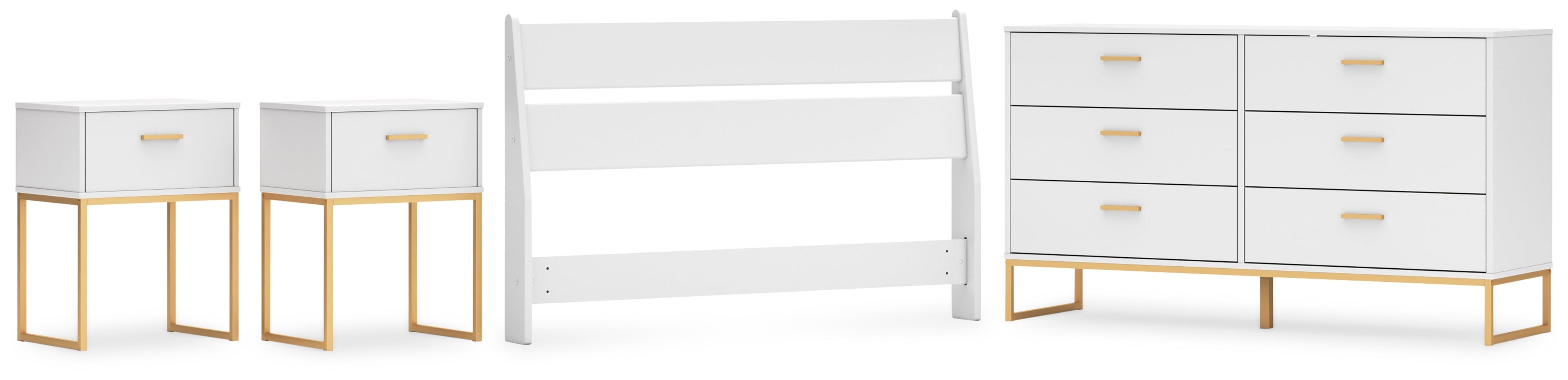 Socalle Full Panel Headboard with Dresser and 2 Nightstands in Two-tone - PKG019075