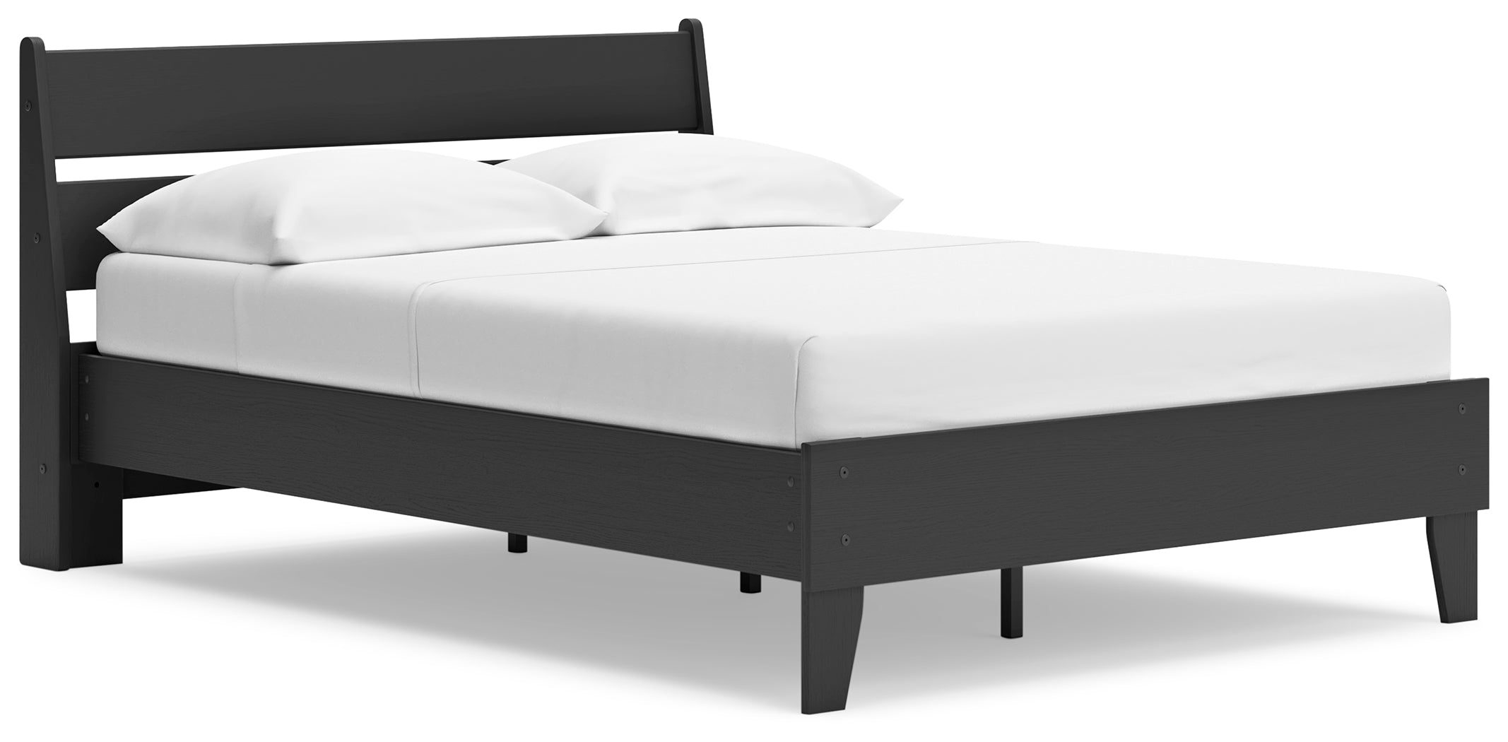Socalle Full Panel Platform Bed with 2 Nightstands in Black - PKG019061