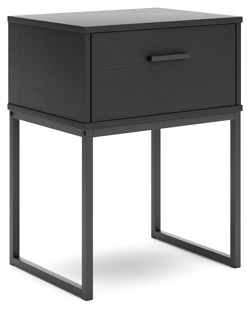 Socalle Full Panel Platform Bed with 2 Nightstands in Black - PKG019061