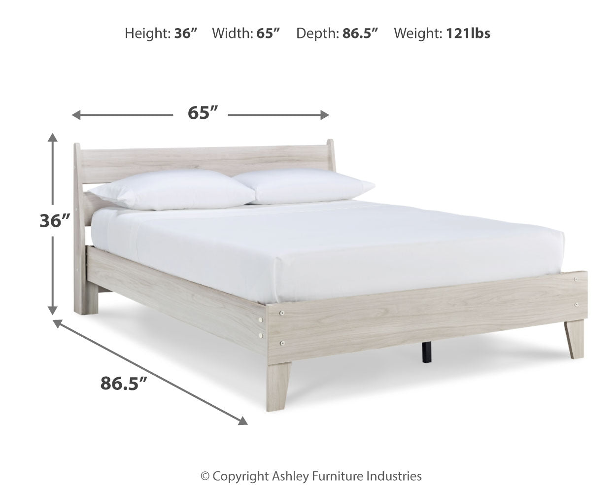 Socalle Queen Platform Bed with 2 Nightstands in Light Natural - PKG016403