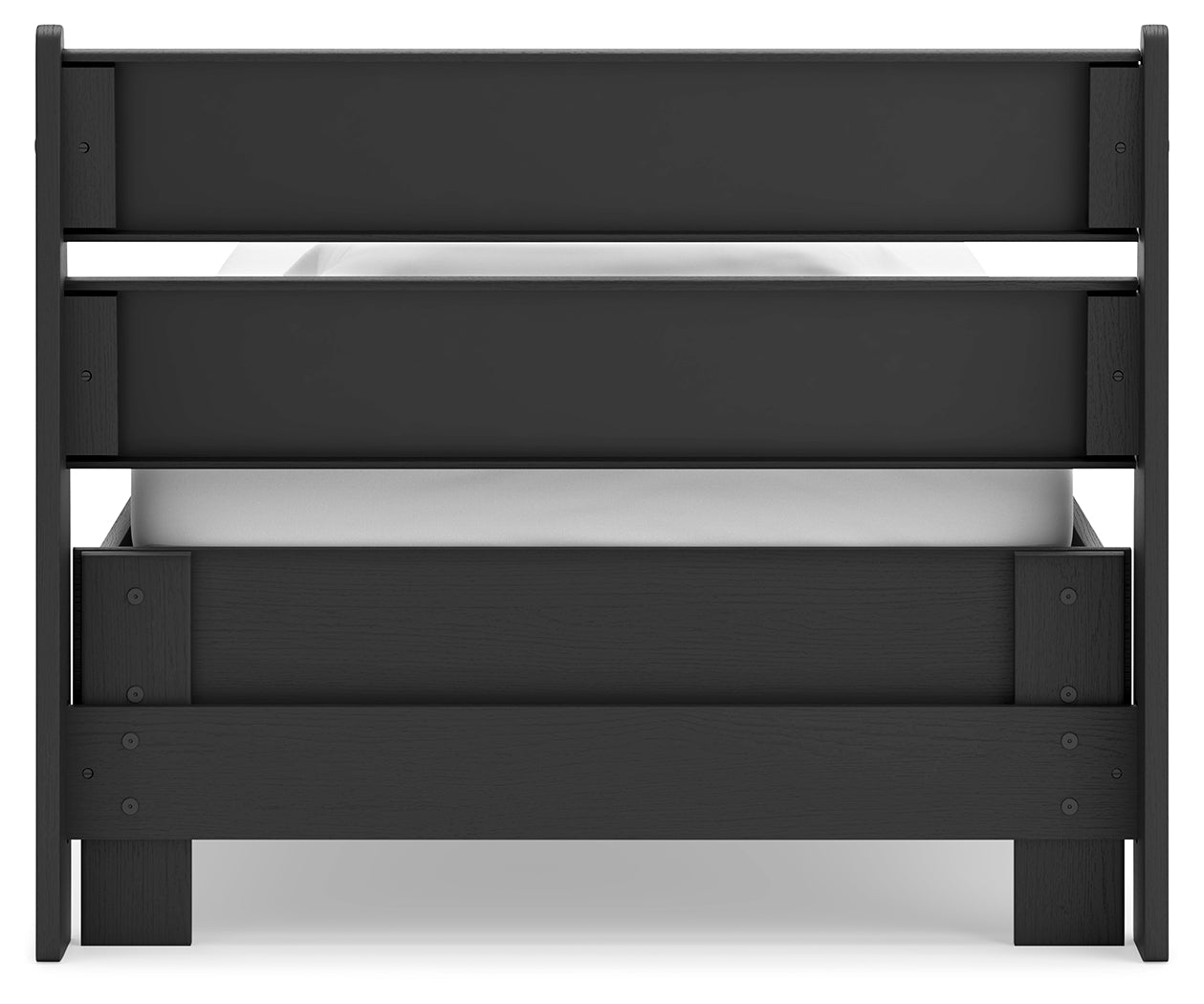 Socalle Twin Panel Platform Bed with Dresser, Chest and Nightstand in Black - PKG018871