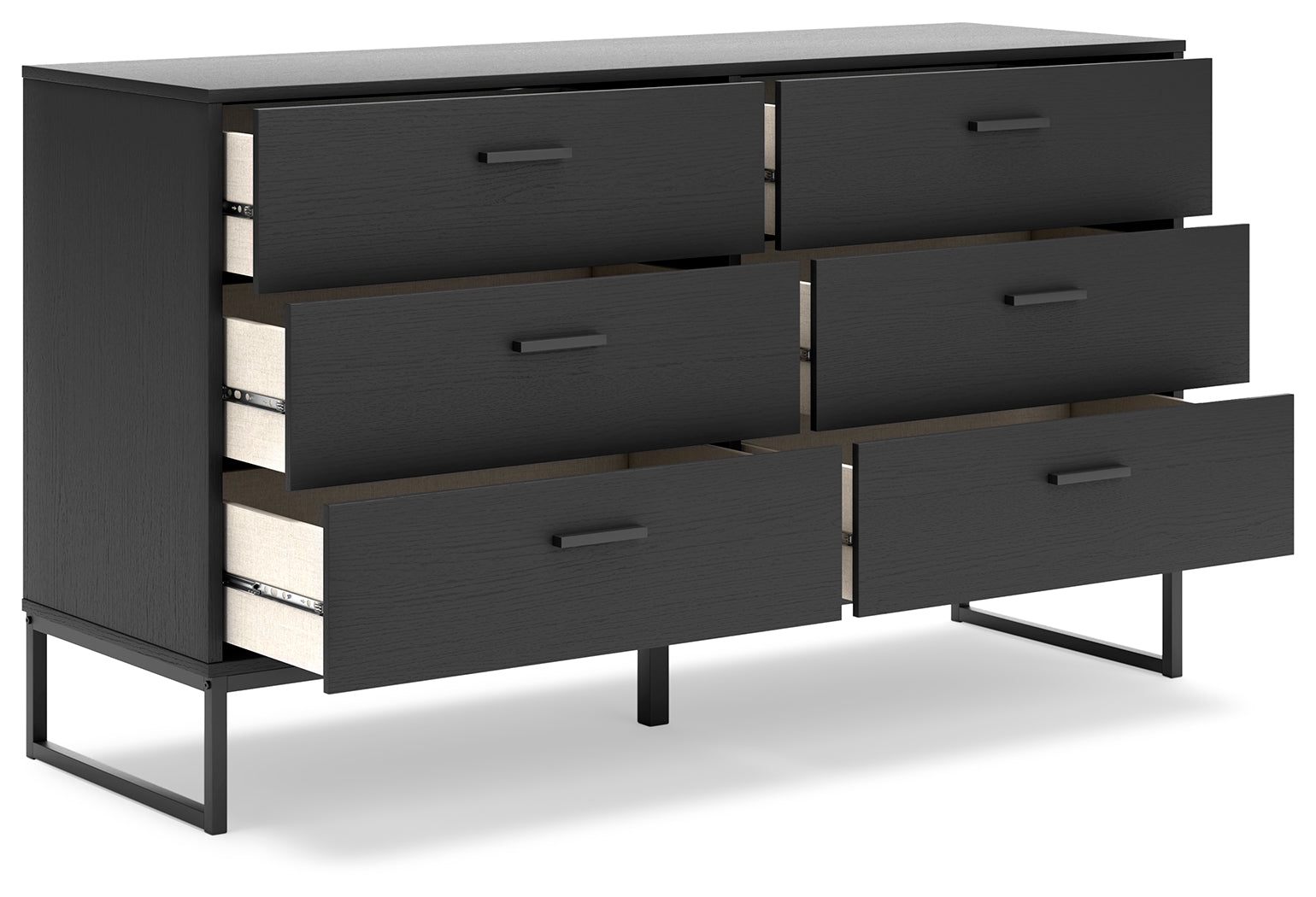 Socalle Twin Panel Platform Bed with Dresser, Chest and Nightstand in Black - PKG018871
