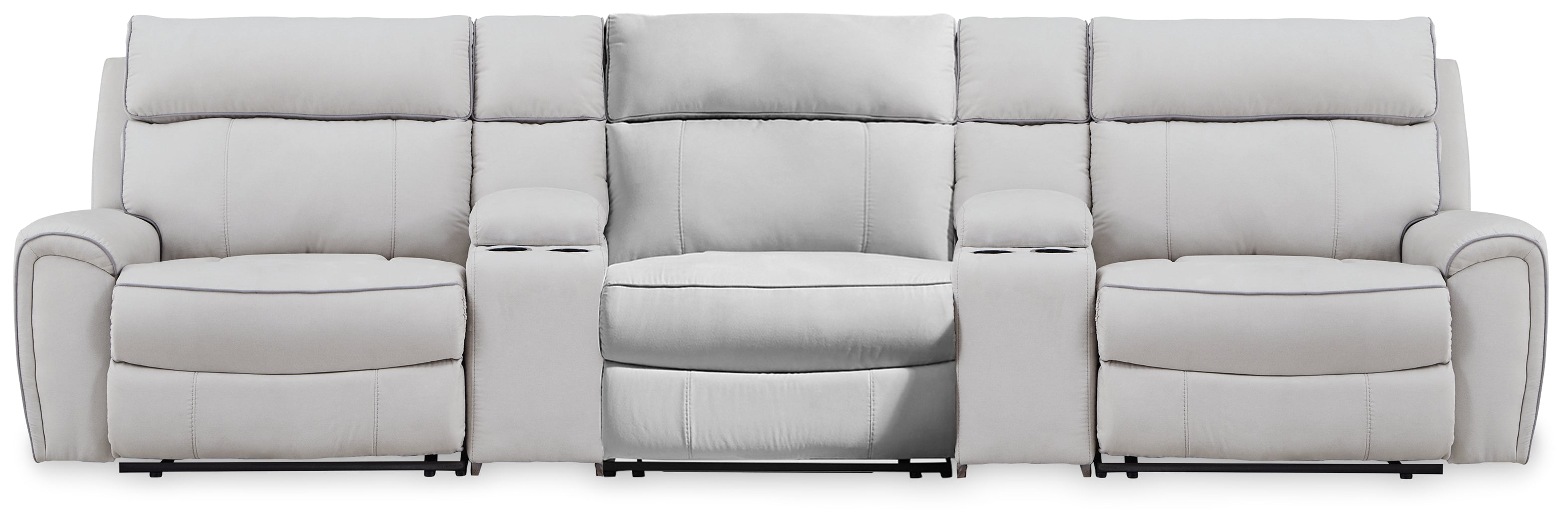 Social Pointe Pearl/Ash 5-Piece Reclining Sectional with Storage Consoles - PC98802S39