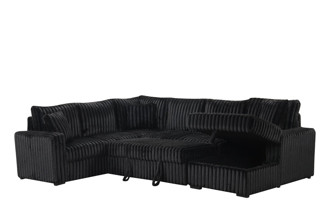 Sonic Black Sectional With Pull-Out Bed - SONIC BLACK
