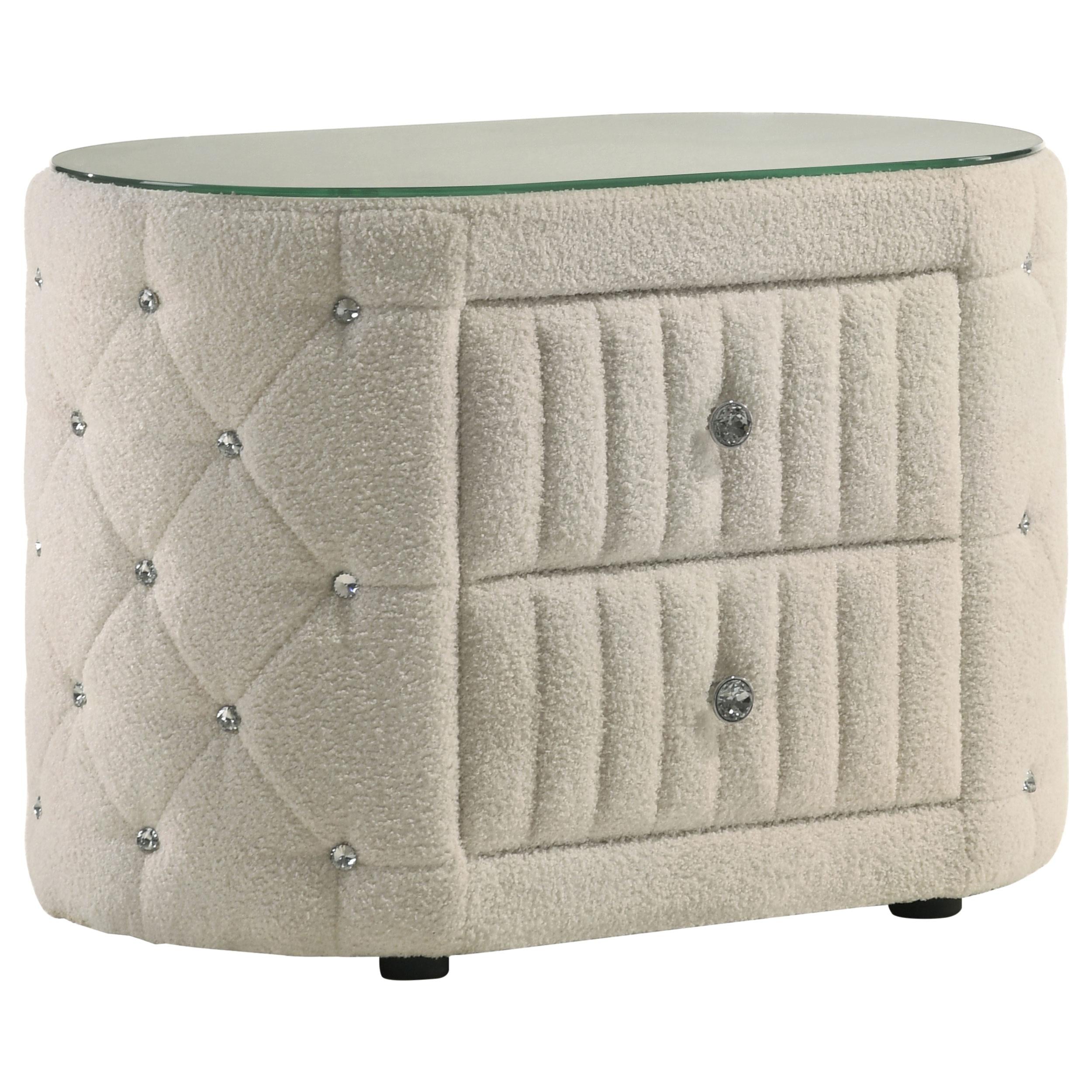 Sonya 4-piece Upholstered Eastern King Bedroom Set Ivory - 360111KE-S4
