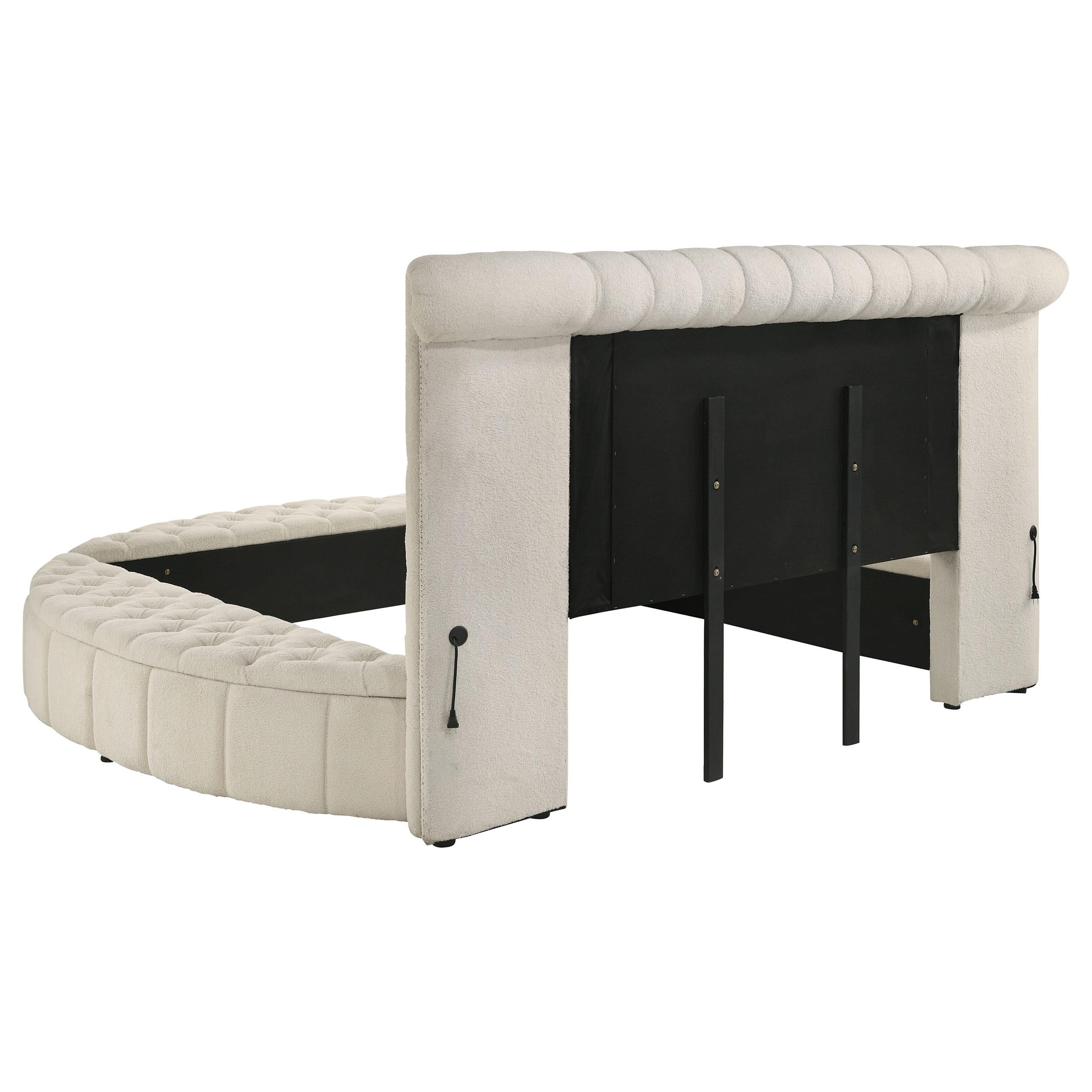 Sonya 5-piece Upholstered Eastern King Bedroom Set Ivory - 360111KE-S5