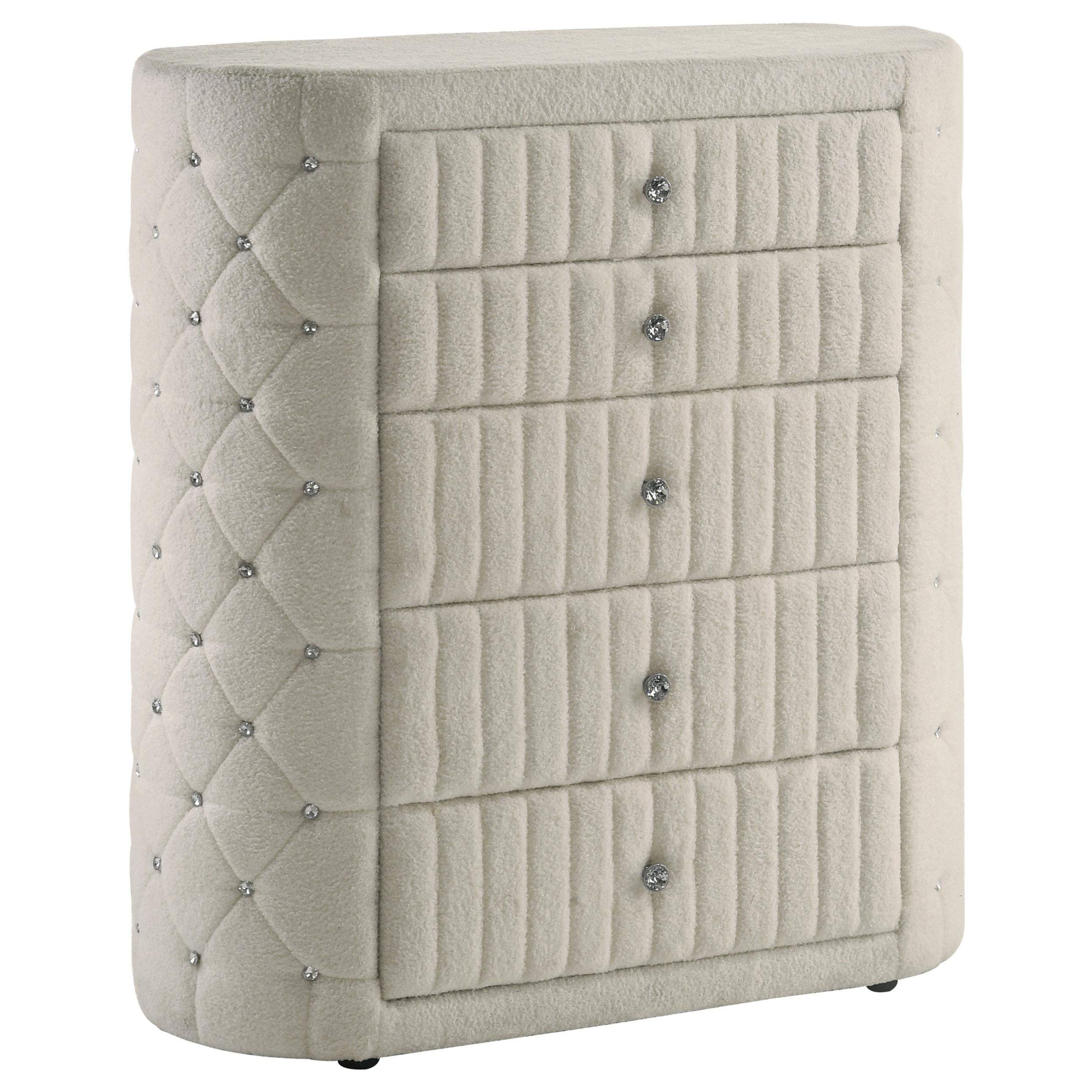 Sonya 5-piece Upholstered Queen Bedroom Set Ivory - 360111Q-S5