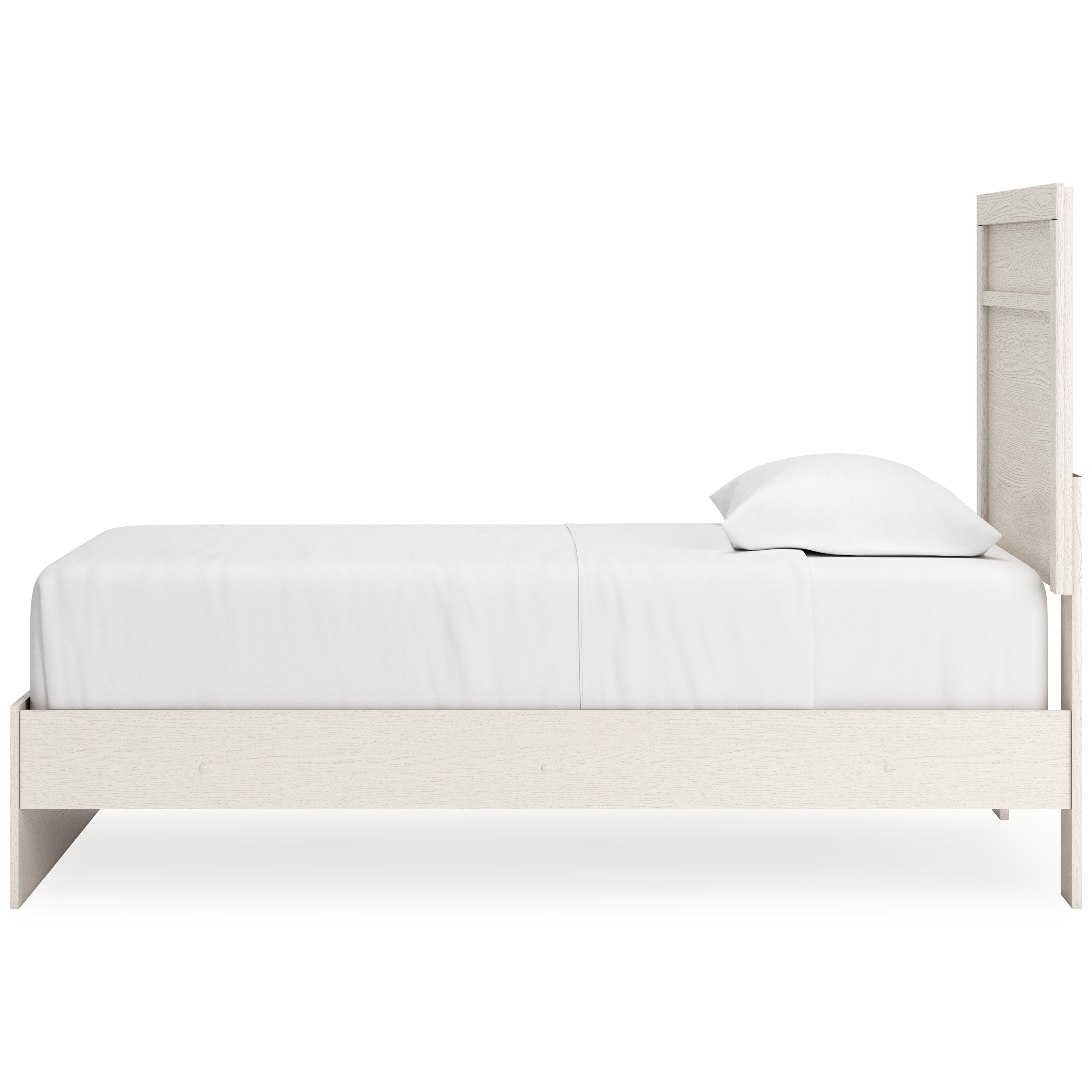 Stelsie Twin Panel Bed with Mirrored Dresser, Chest and 2 Nightstands in White - PKG015993
